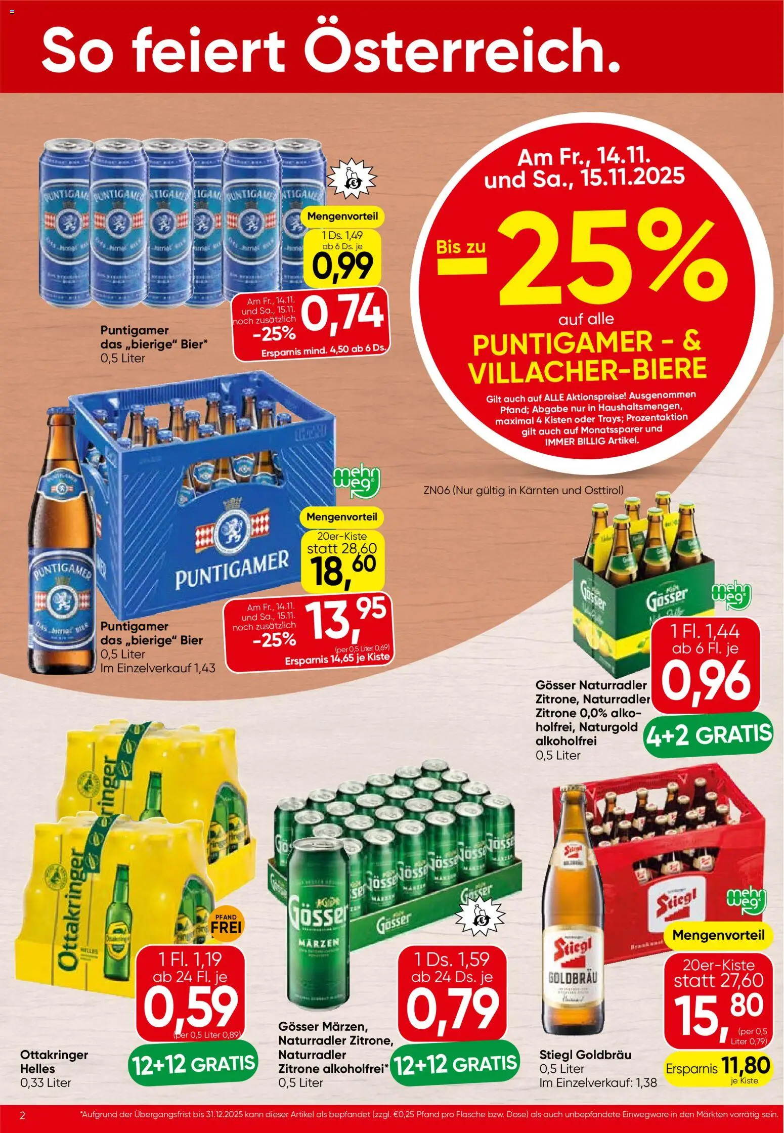 Spar Flugblatt - Kärnten gültig ab 13.11.2025 | Seite: 2 | Produkte: Zitrone, Bier