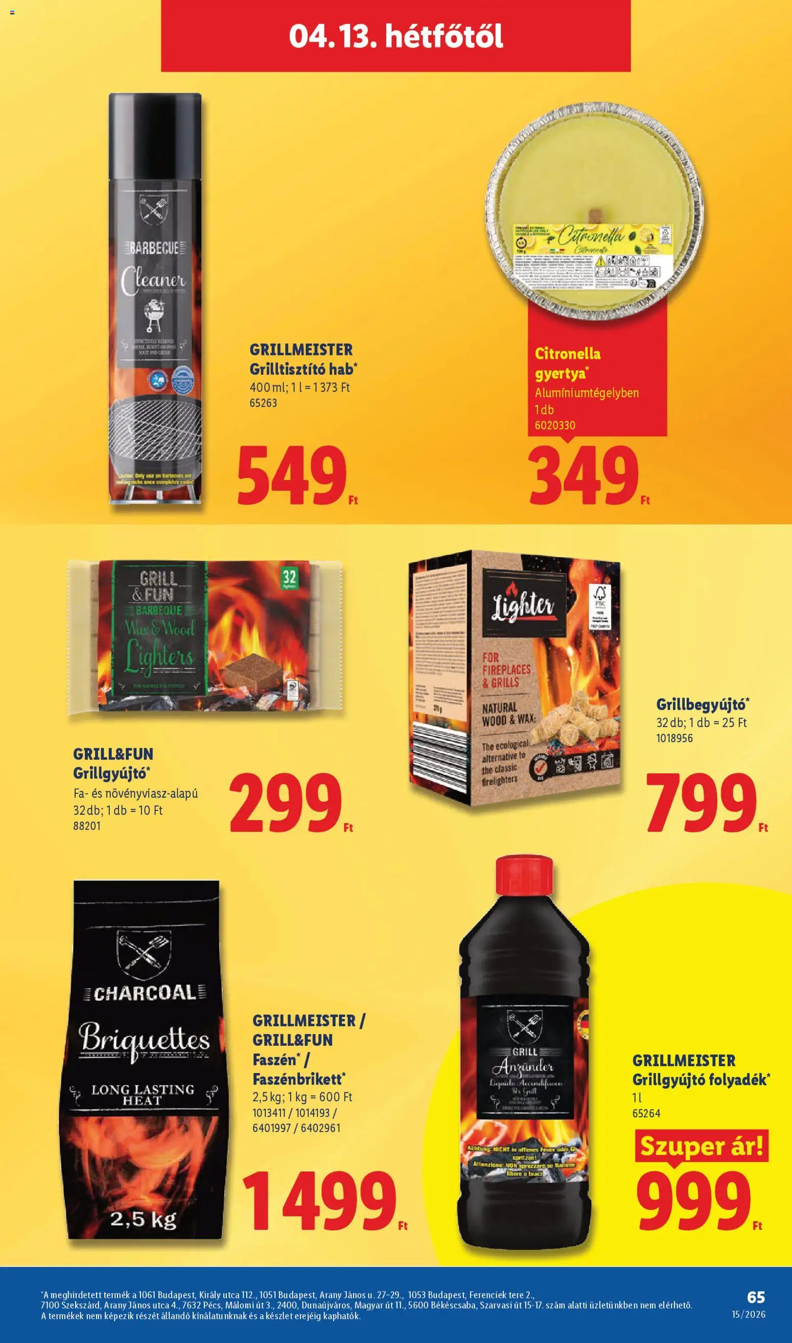 Lidl akciós ujság - amely érvényes a következő dátumtól: 09.04.2026 | Oldal: 65 | Termékek: Grill