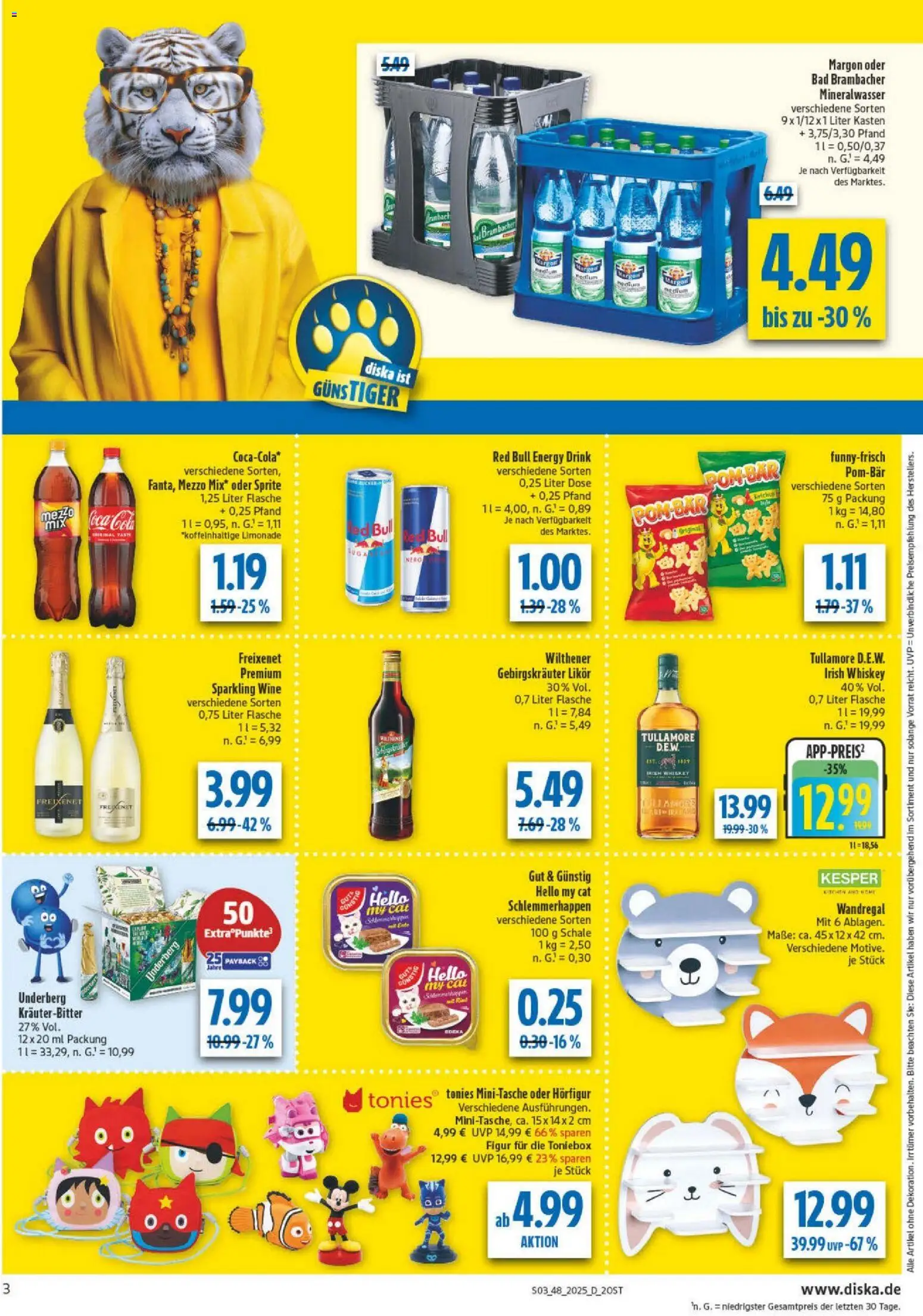 Diska - Diska Angebote Sachsen-Thüringen KW48 – gültig ab 24.11.2025 | Seite: 3 | Produkte: Wandregal, Coca cola, Cola, Likör