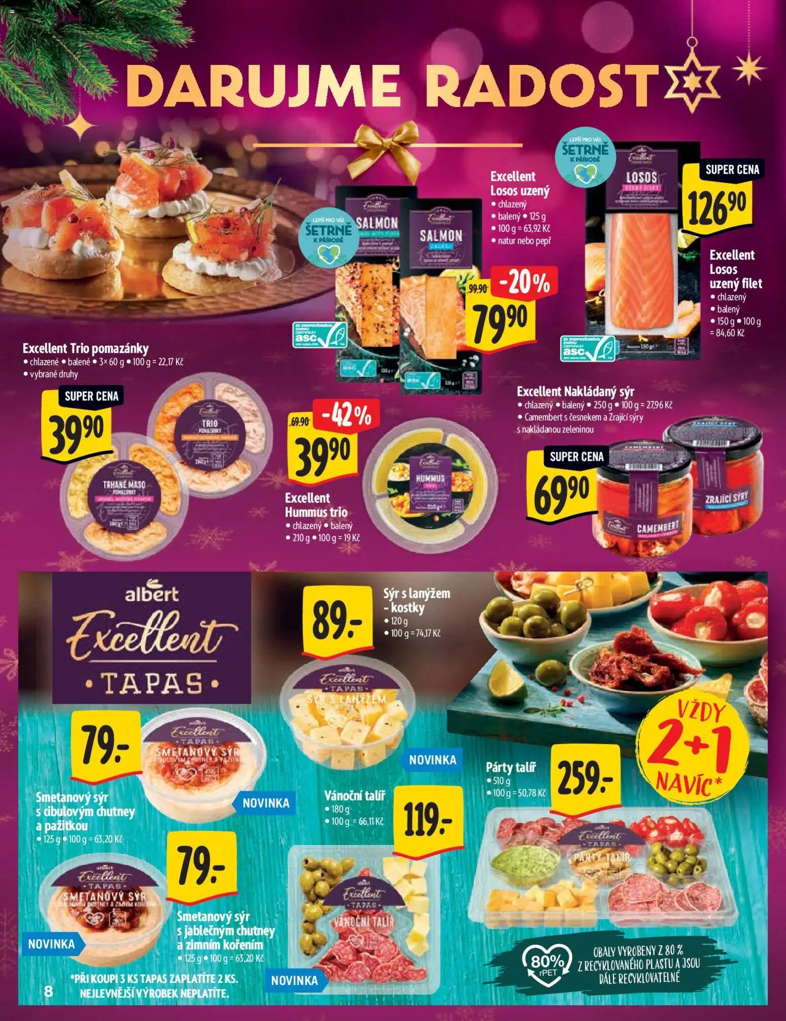 Albert katalog - Hypermarket - Delikatesy od 03.12.2025 | Strana: 8 | Produkty: Hummus, Trhané maso, Losos, Kostky