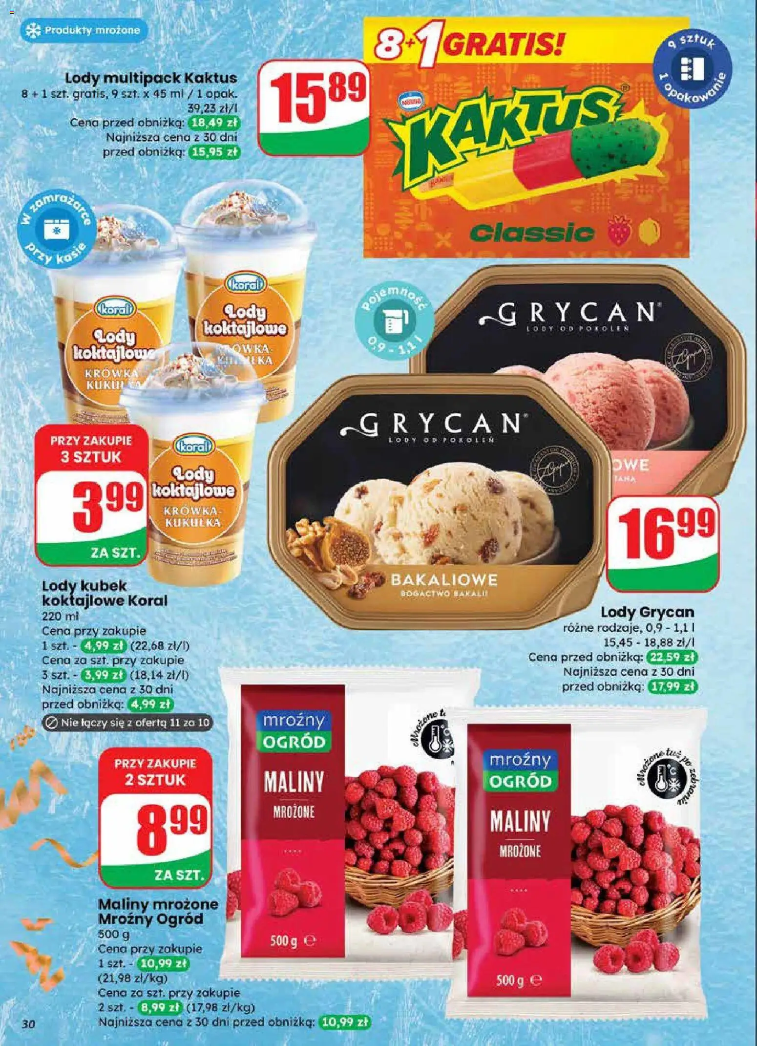 Dino Gazetka od 27.12.2025 | Strona: 30 | Produkty: Maliny, Lody Grycan, Krowka, Lody