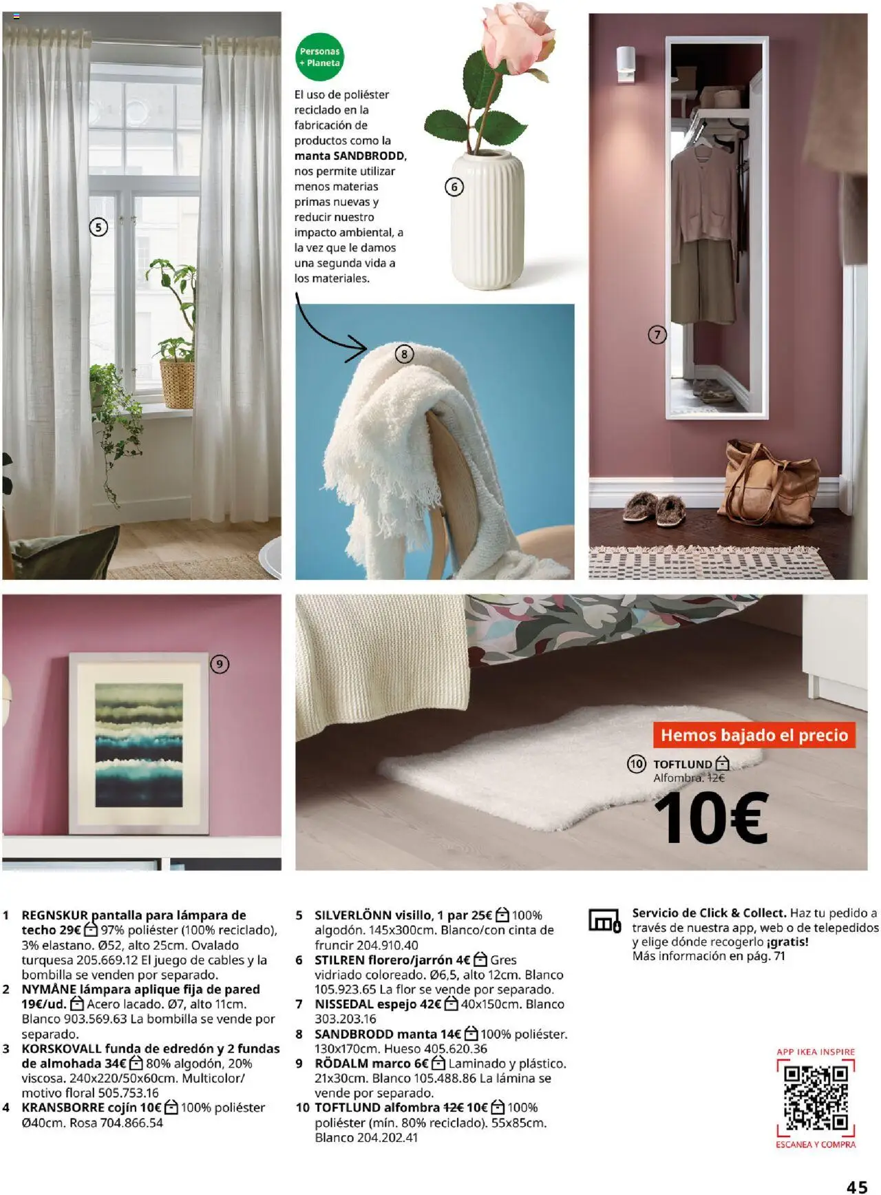 Catálogo IKEA Accesorios y decoración │ válido desde el 25.09.2025 | Página: 45 | Productos: Funda, Bombilla, Marco, Cojín