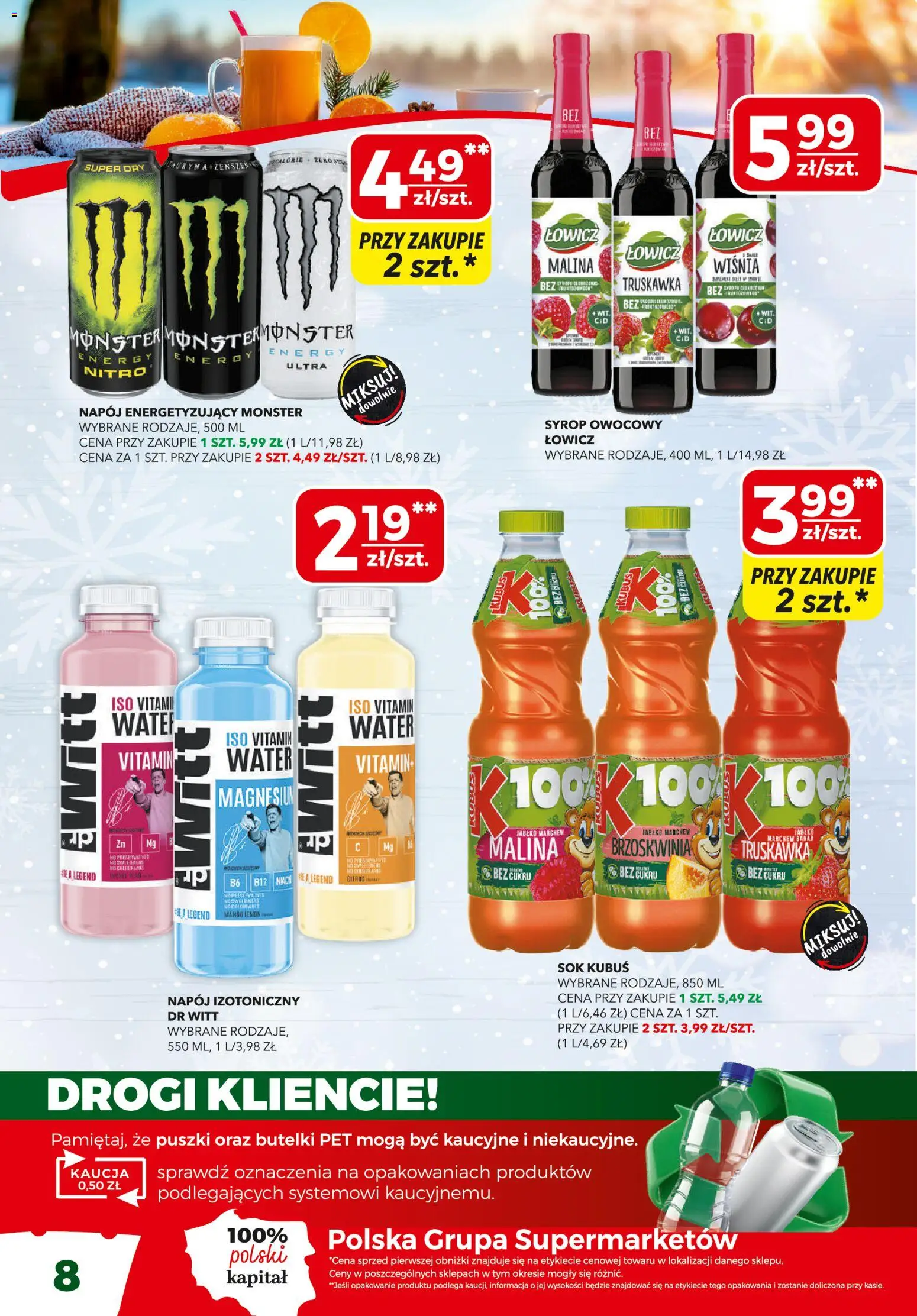 Top Market Gazetka od 19.02.2026 | Strona: 8 | Produkty: Mango, Brzoskwinia, Malina, Sok