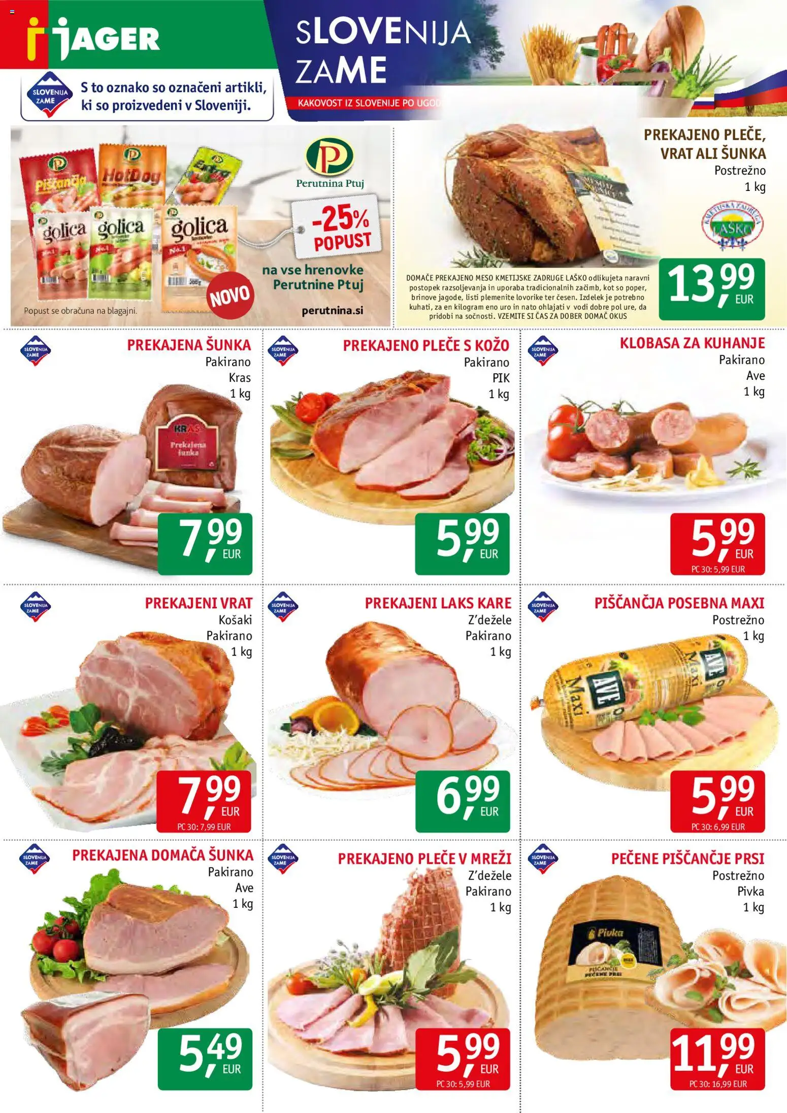 Novi Jager katalog ponudbe – veljaven od 25.03.2026 | Stran: 2 | Izdelki: Hrenovke, Sunka