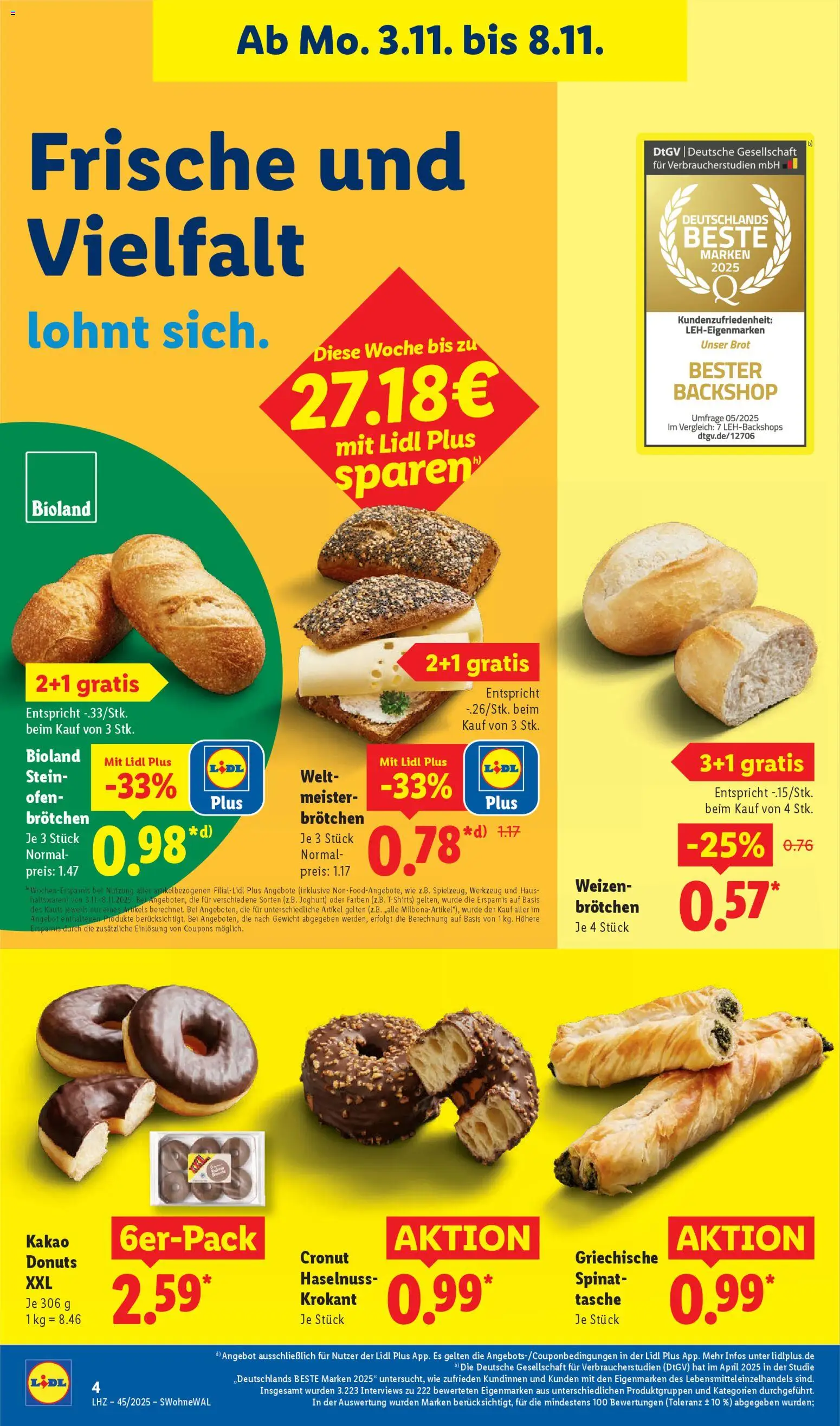Lidl Prospekt Nagold – gültig ab 03.11.2025 | Seite: 8 | Produkte: Ofen, Joghurt, Donuts, Brot