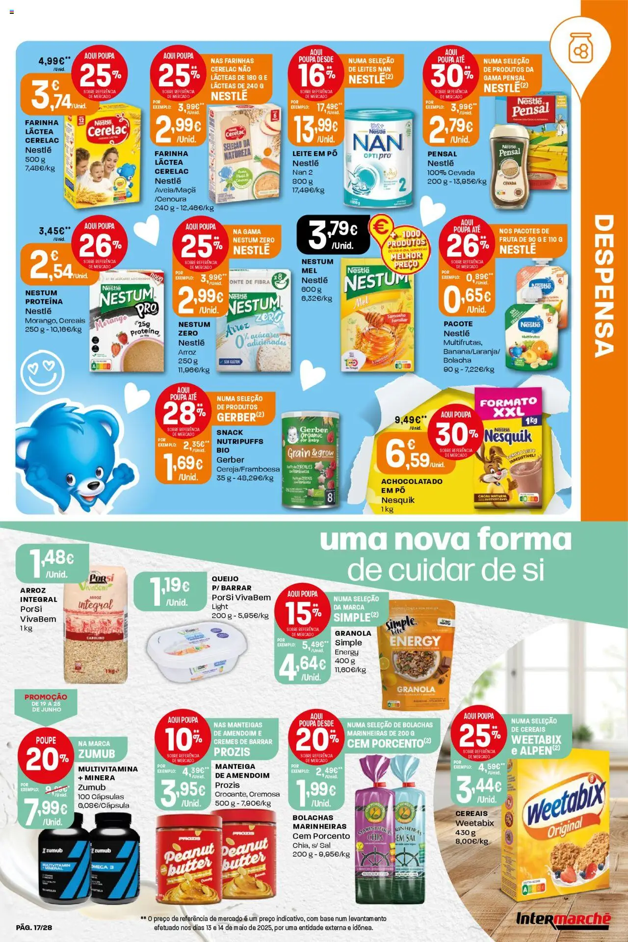 Intermarché folheto │ válido de 19.06.2025 | Página: 17 | Produtos: Farinha láctea, Granola, Mel, Cereais