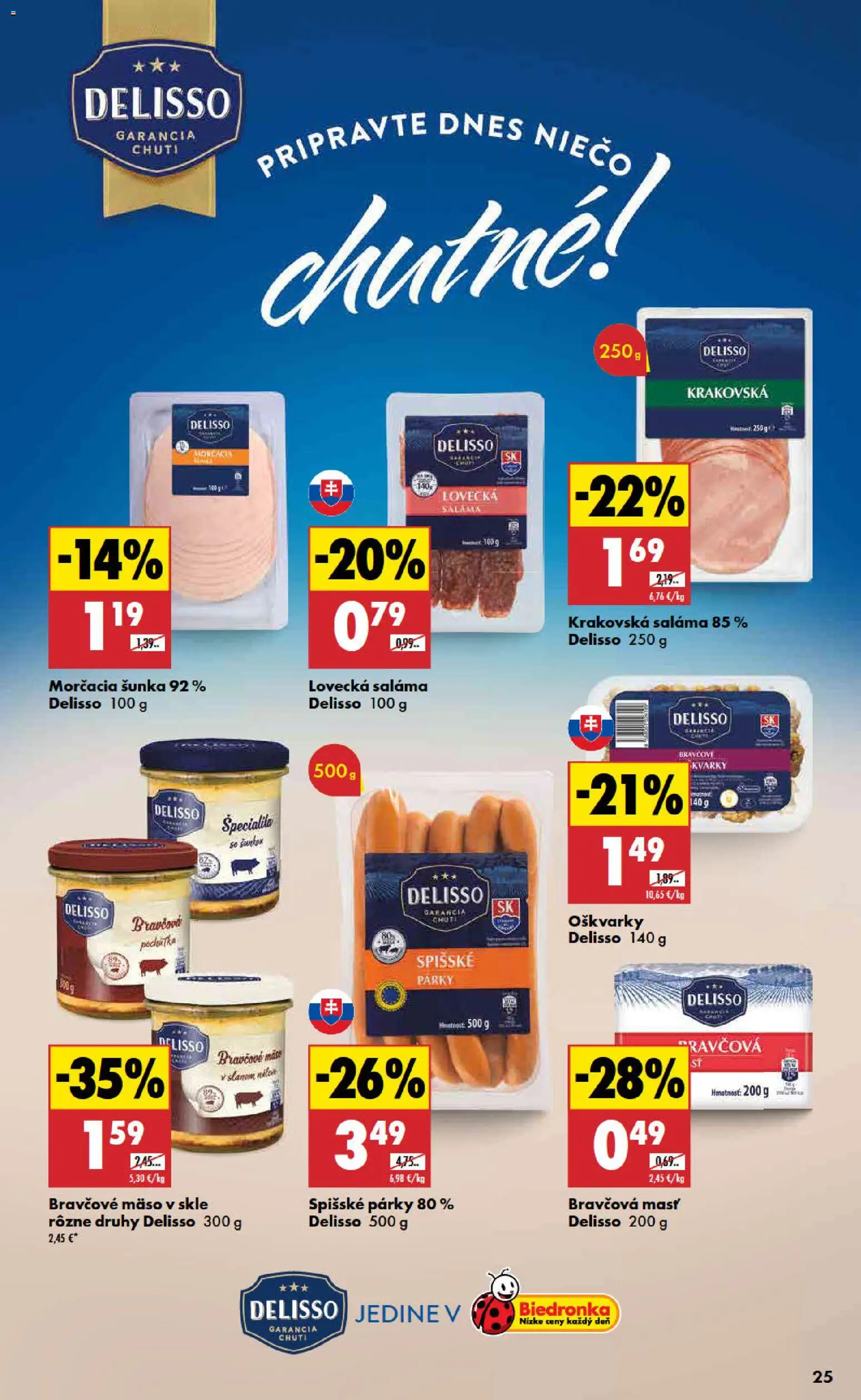 Nové Biedronka akcie – leták je platný od 09.04.2026 | Strana: 25 | Produkty: Saláma, Šunka, Bravčové mäso, Párky