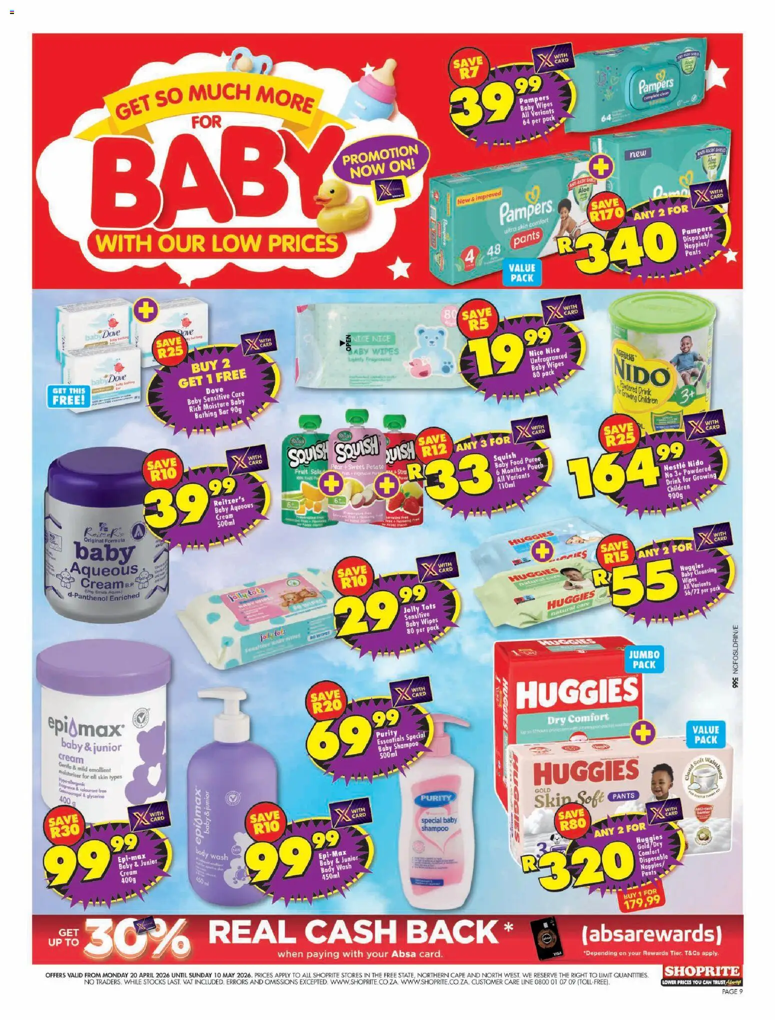 New Shoprite catalogue – valid from 20.04.2026 | Page: 1 | Products: Pants, Baby food, Fruit, Nappies