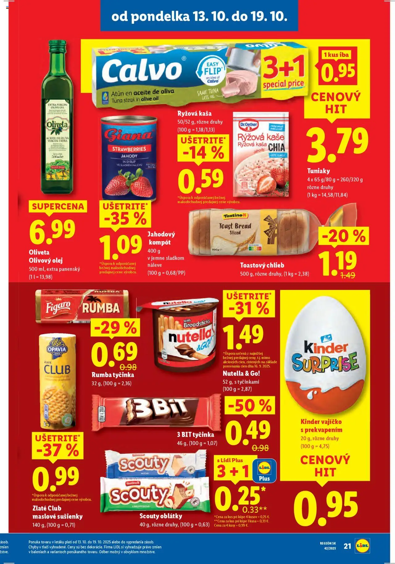 Nové Lidl akcie – leták je platný od 13.10.2025 | Strana: 29 | Produkty: Olivový olej, Kinder, Jahody, Maslove sušienky