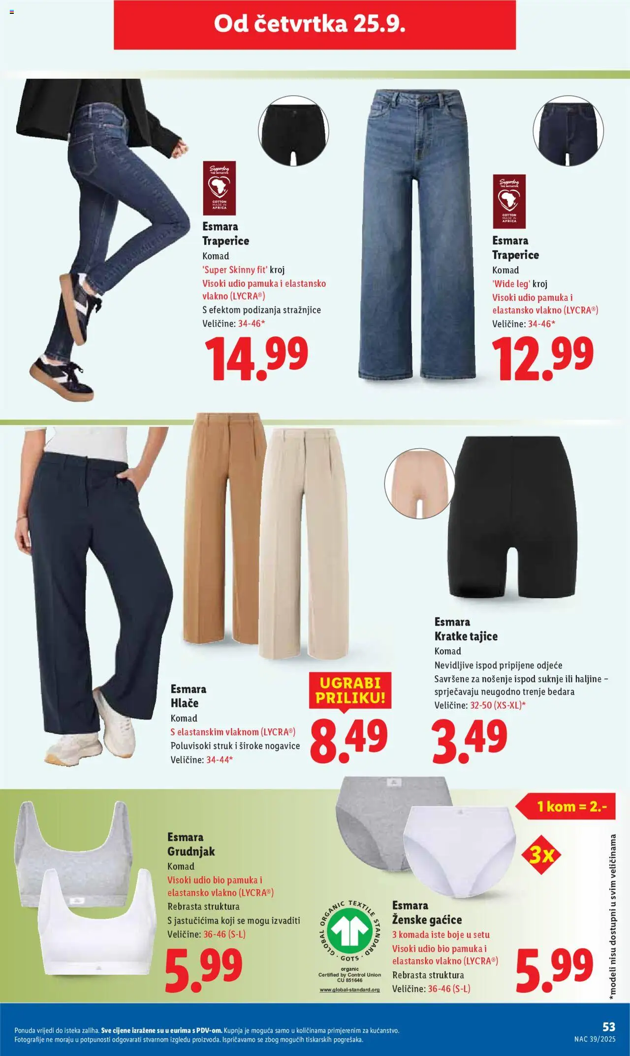 Lidl katalog | vrijedi od 22.09.2025 | Stranica: 53 | Proizvodi: Suknje, Hlače, Tajice, Traperice