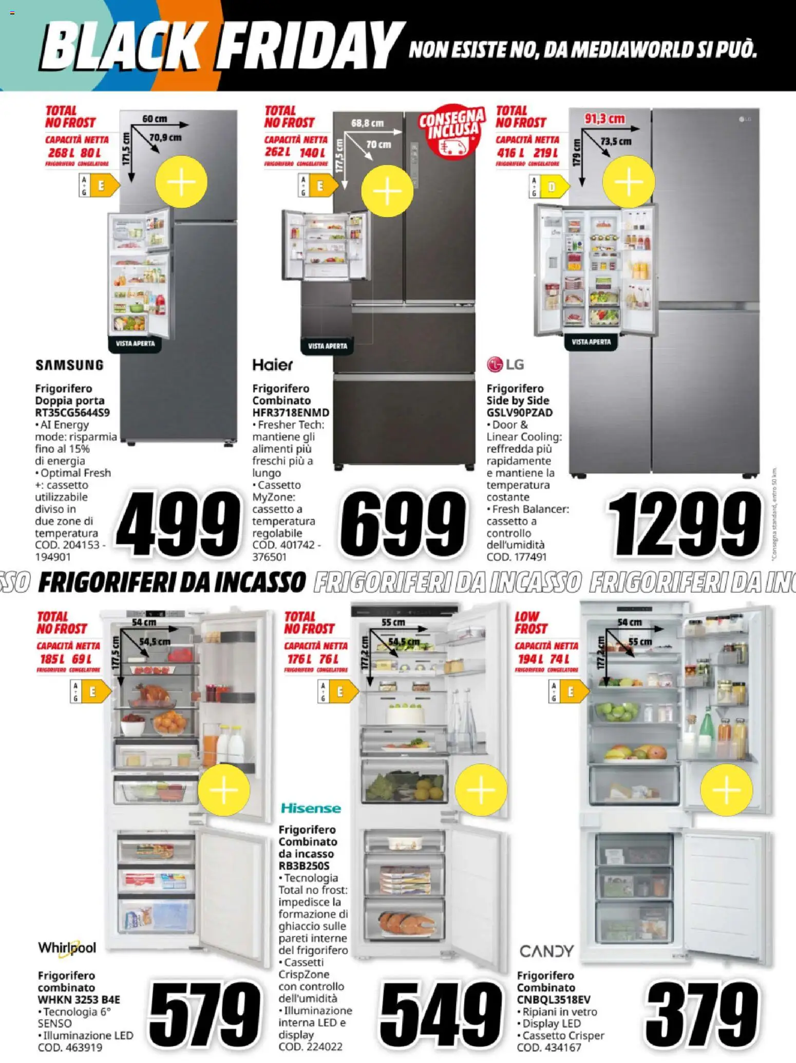 Volantino Media World del 12.11.2025 | Pagina: 26 | Prodotti: Frigorifero, Congelatore, Frigorifero combinato, Samsung