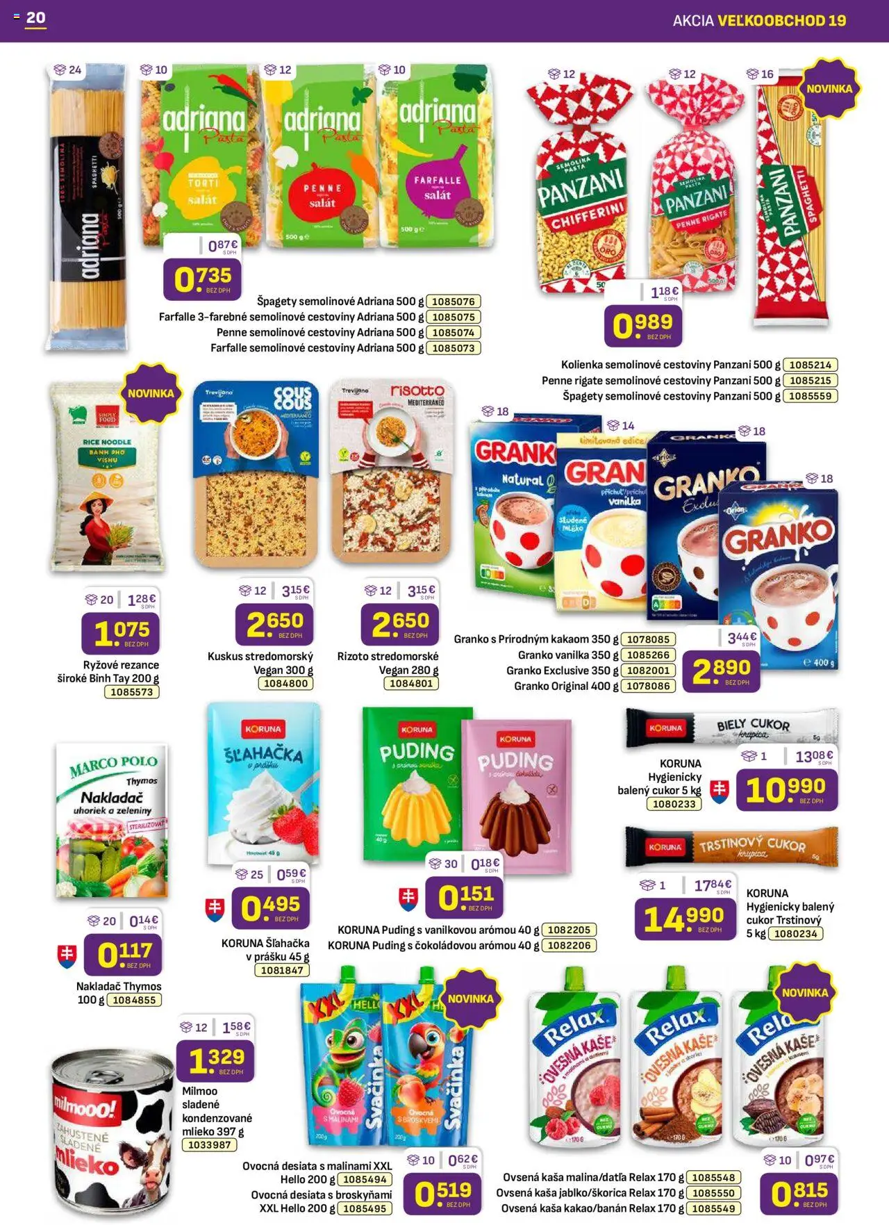 Nové Libex akcie – leták je platný od 22.09.2025 | Strana: 20 | Produkty: Cestoviny, Granko, Trstinový cukor, Šľahačka