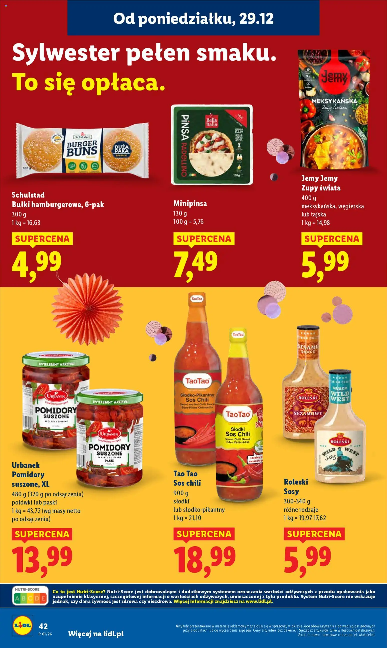 Lidl Gazetka od 29.12.2025 | Strona: 42 | Produkty: Chili, Hamburger, Pomidory, Sos