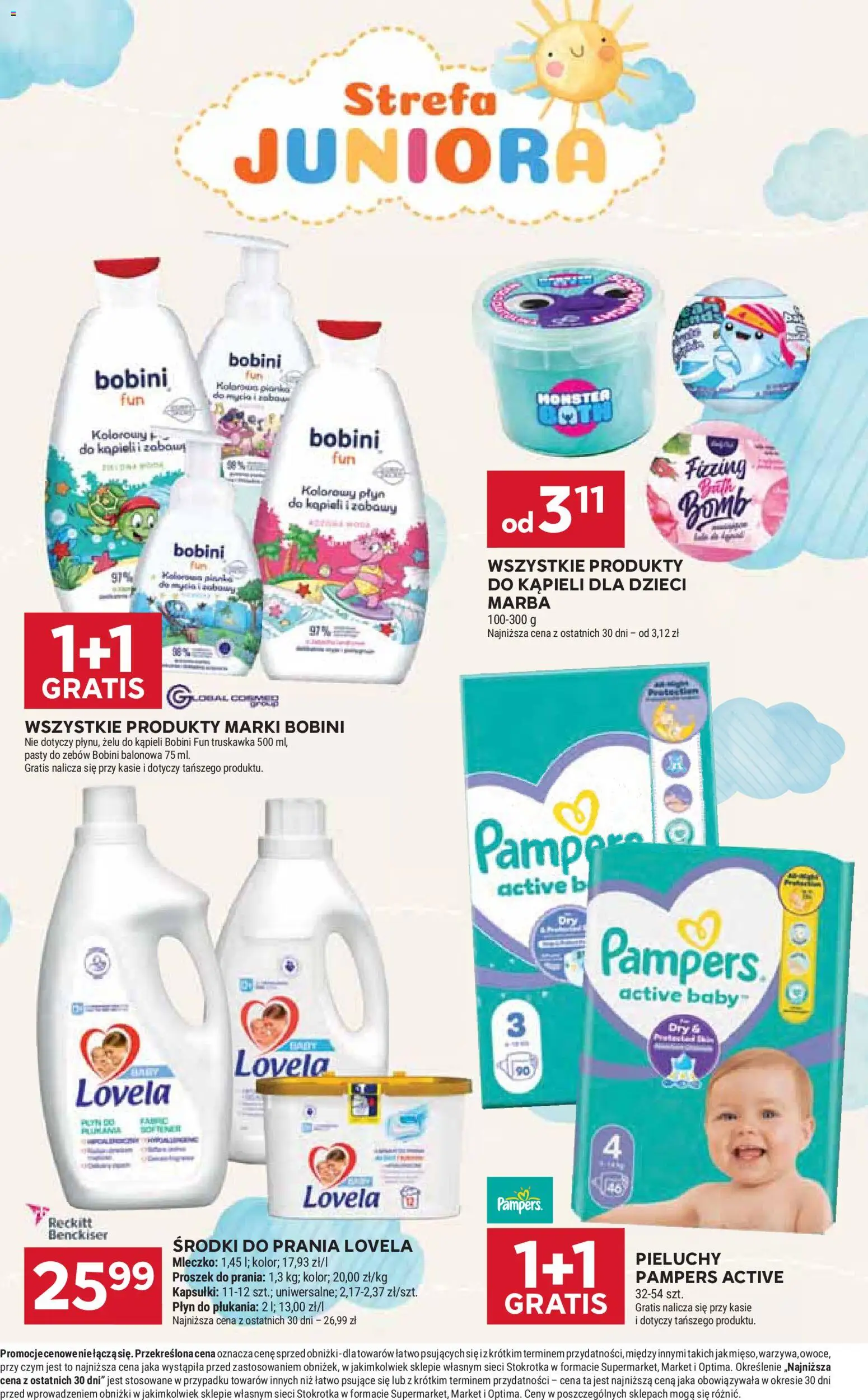 Stokrotka gazetka od 05.03.2026 | Strona: 43 | Produkty: Pampers, Płyn do kąpieli, Proszek do prania, Lovela