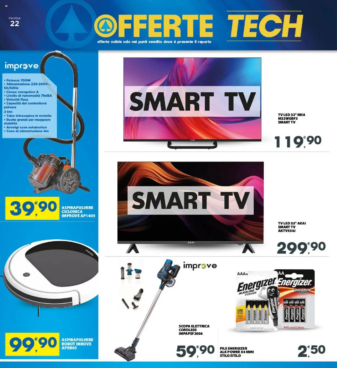 Volantino Eurospar del 29.09.2025 | Pagina: 22 | Prodotti: smart TV, Scopa, Cavo, Robot