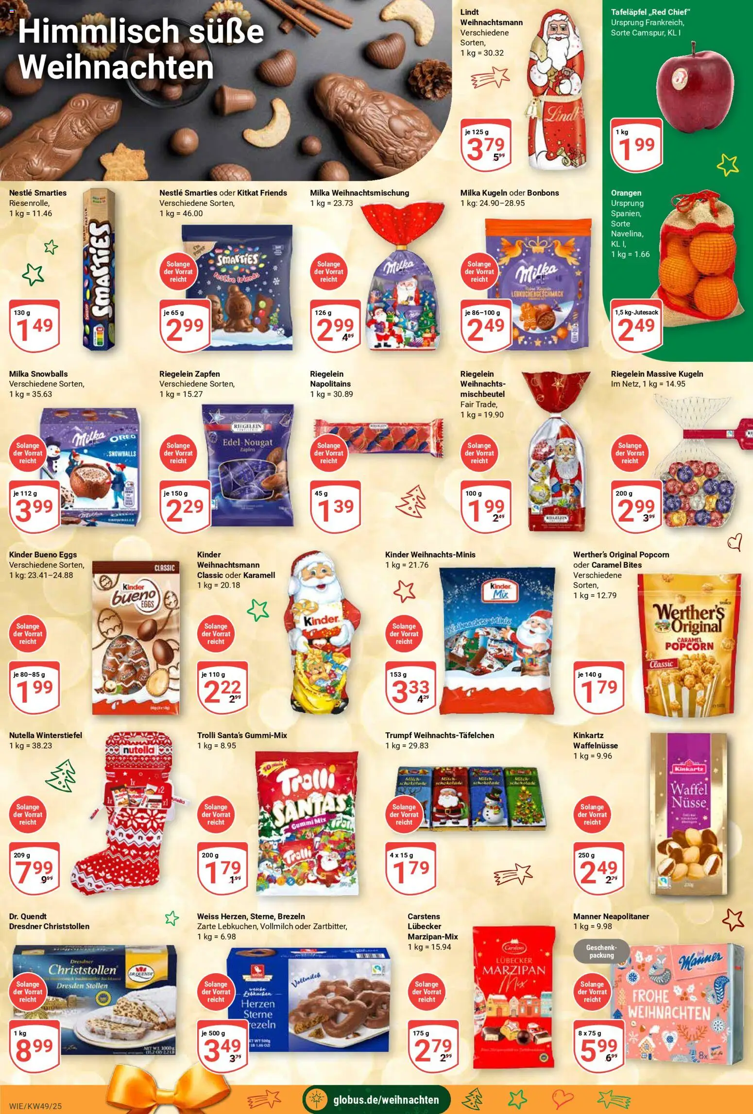 Globus prospekt Waghäusel-Wiesental	 – gültig ab 01.12.2025 | Seite: 4 | Produkte: Kinder bueno, Milka, Lindt, Nüsse