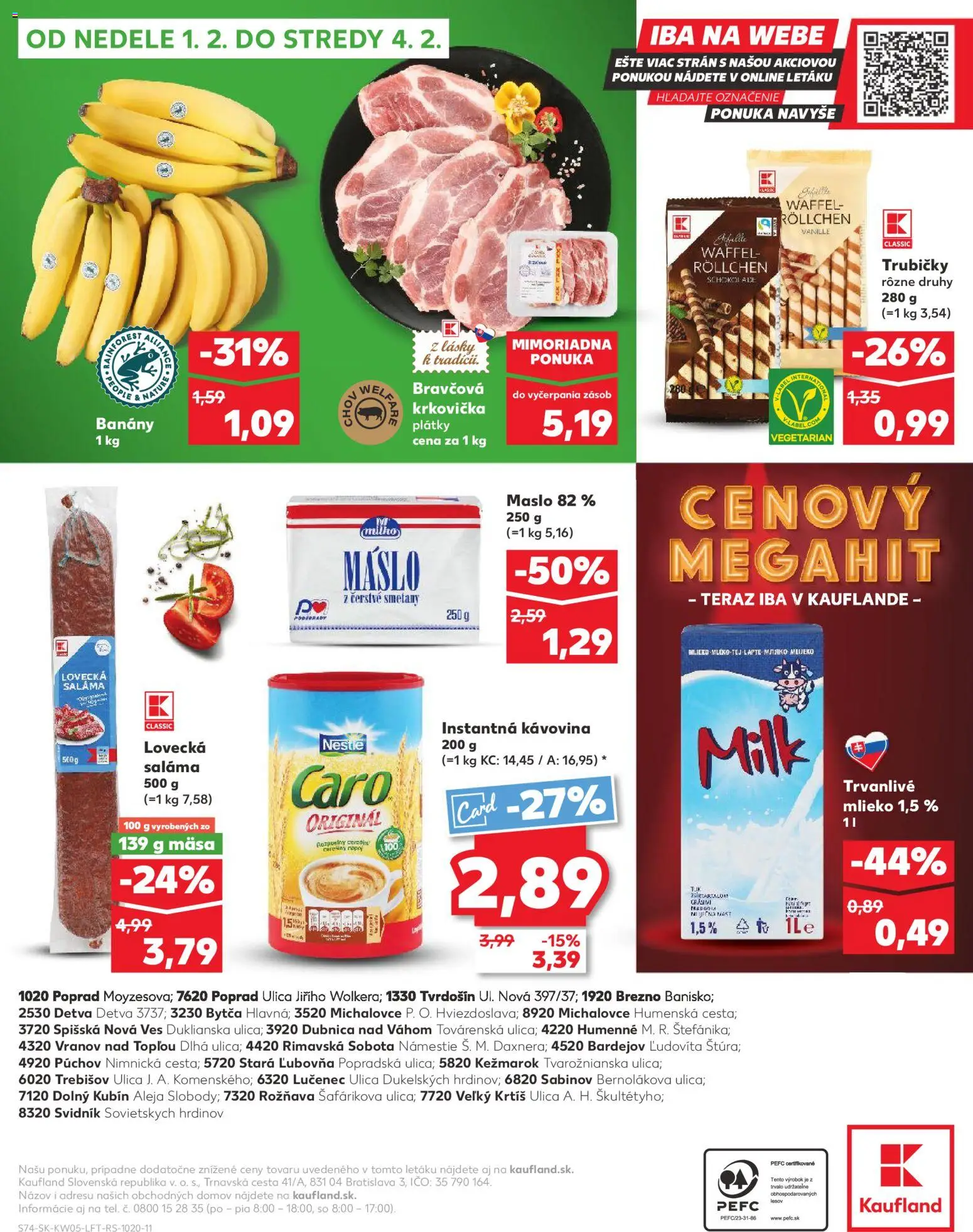 Nové Kaufland akcie – leták je platný od 29.01.2026 | Strana: 74 | Produkty: Maslo, Mlieko, Caro, Krkovička