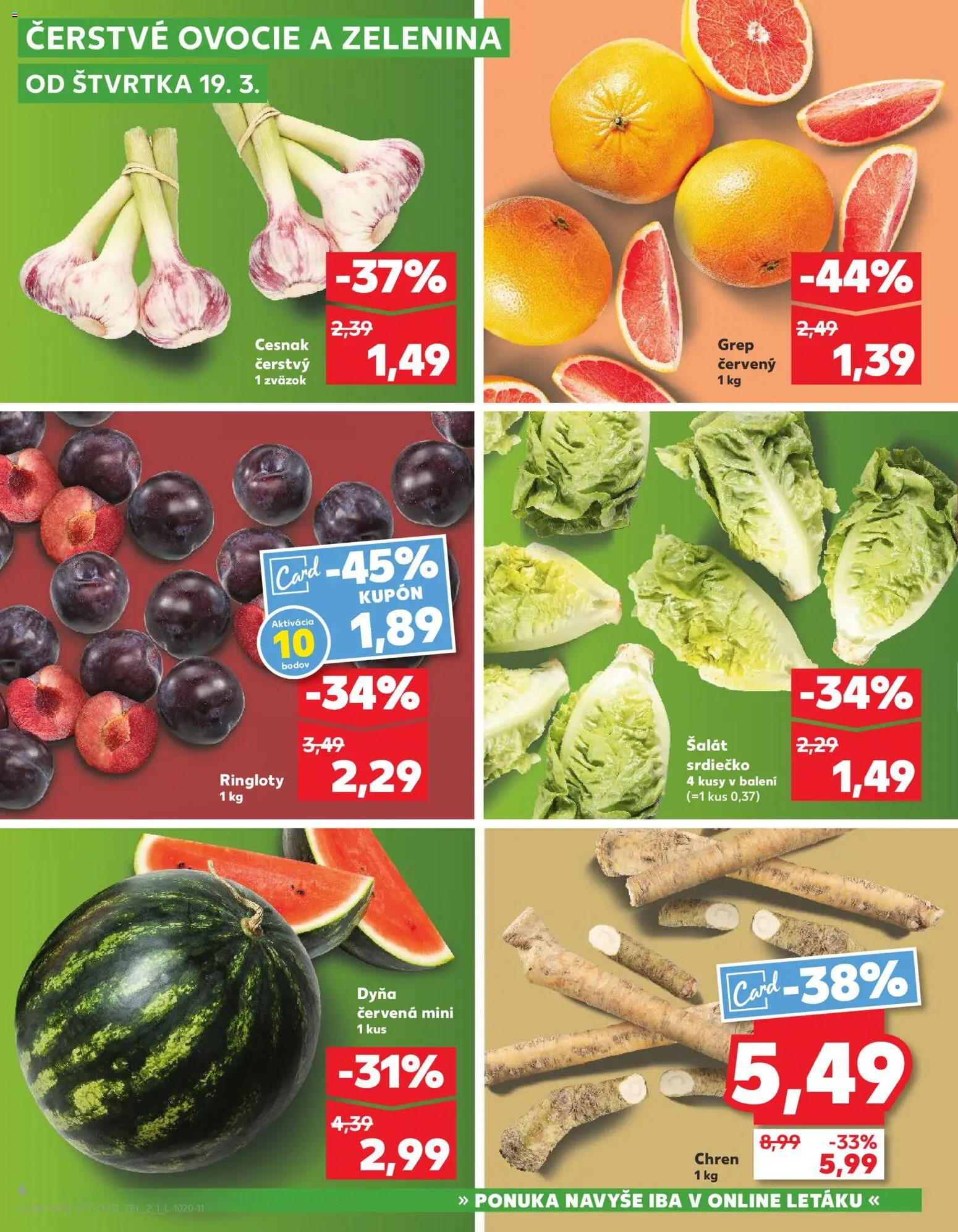 Nové Kaufland akcie – leták je platný od 19.03.2026 | Strana: 6 | Produkty: Cesnak, Šalát, Grep, Ovocie