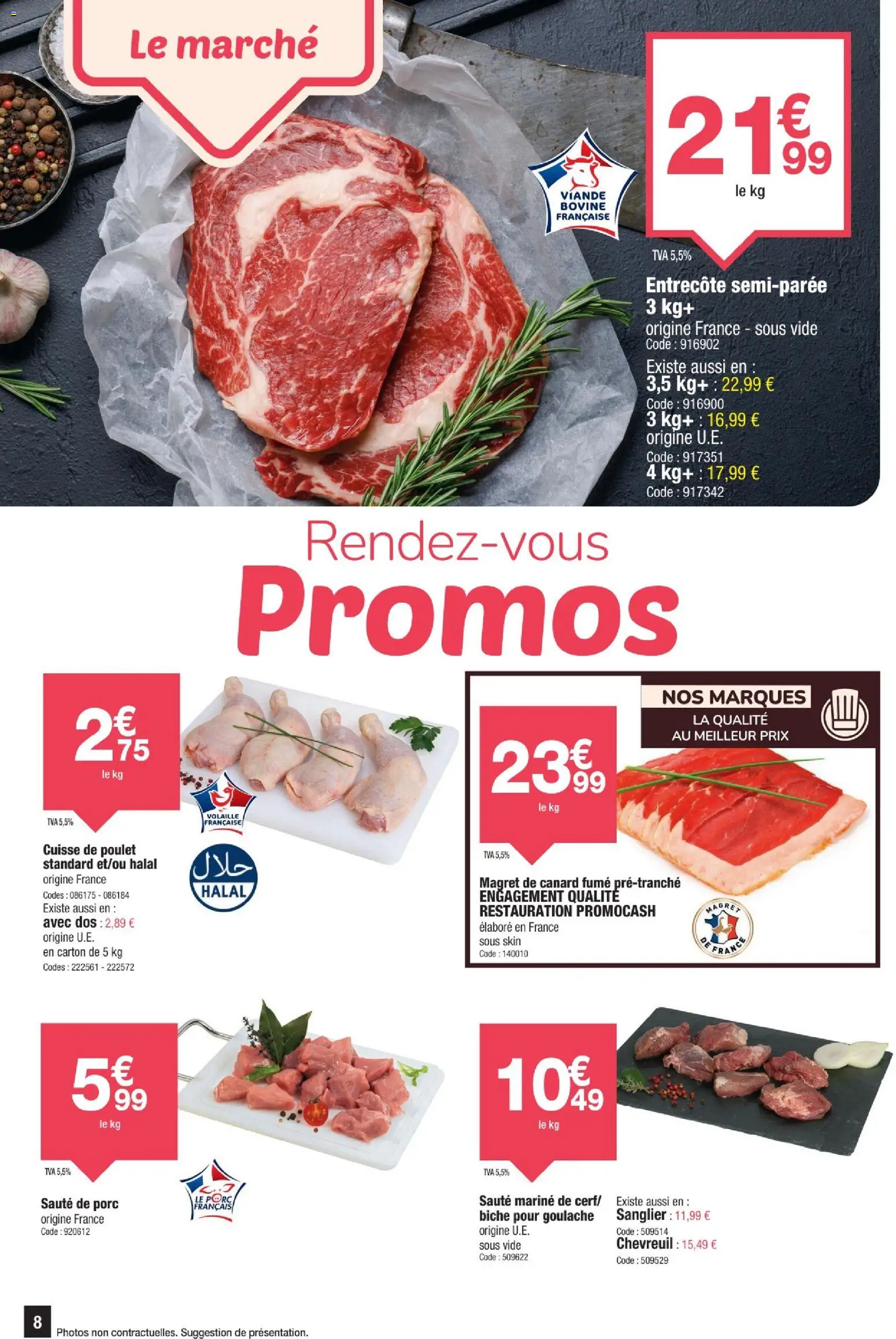 {H1} | Page: 8 | Produits: Entrecôte, Sauté de porc, Viande, Porc
