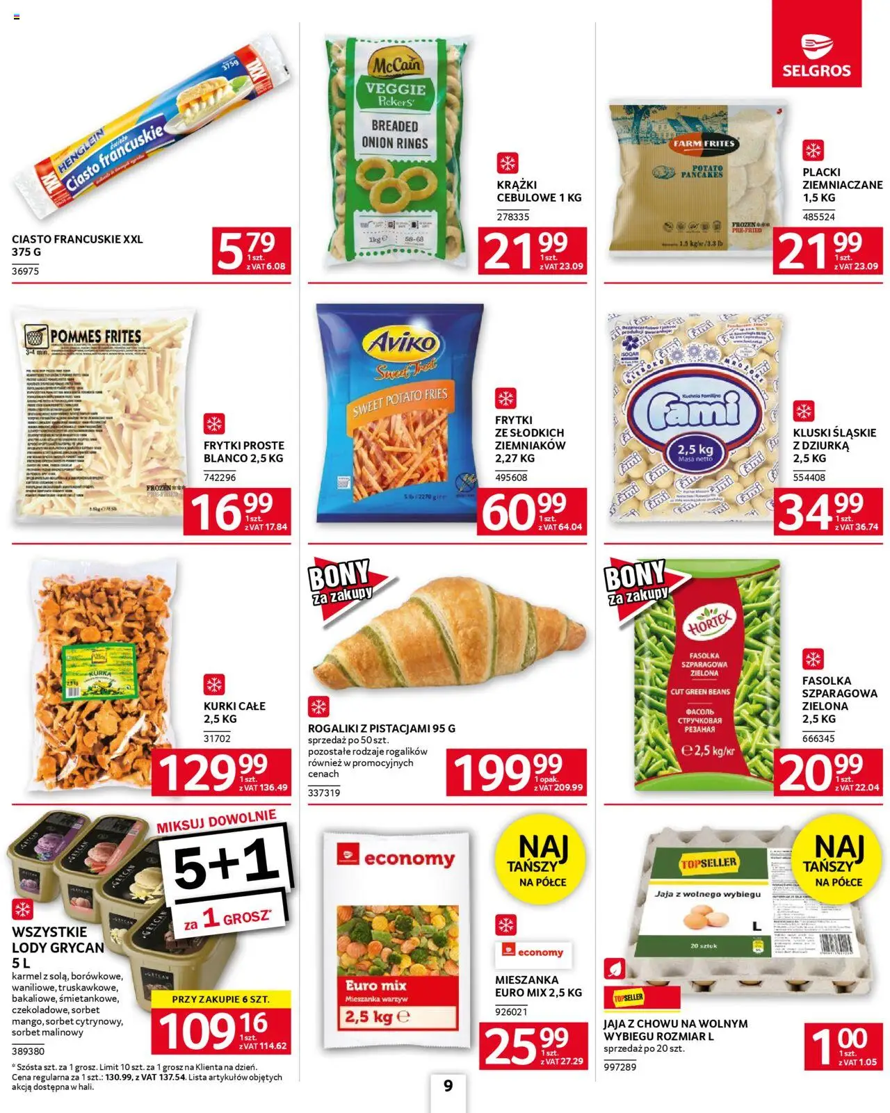 Selgros cash&carry Gazetka - Oferta dla gastronomii od 28.08.2025 | Strona: 9 | Produkty: Ciasto francuskie, Kluski śląskie, Frytki, Mieszanka warzyw