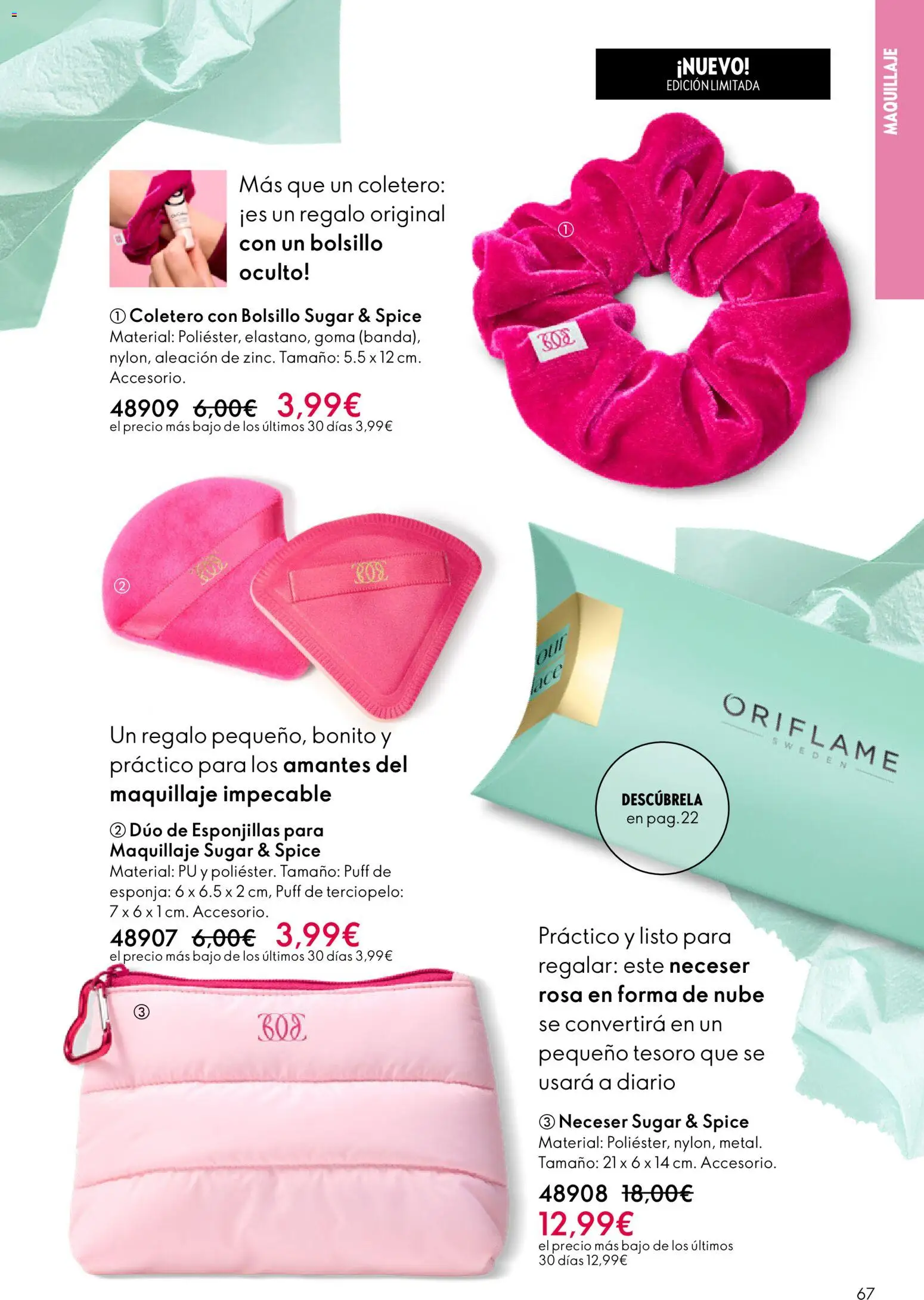 Oriflame - Catálogo Campaña 3 │ válido desde el 18.02.2026 | Página: 67 | Productos: Esponja, Maquillaje, Coletero, Neceser