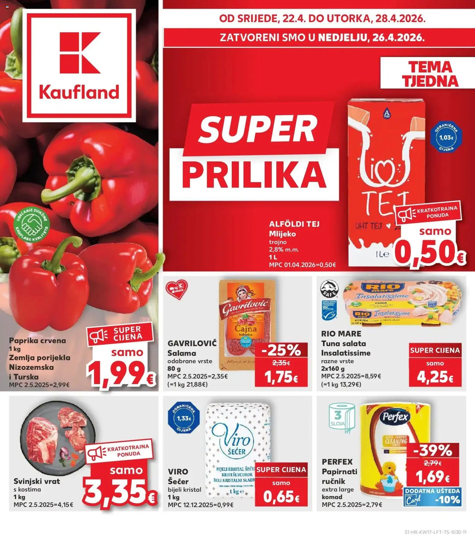 Kaufland katalog | vrijedi od 22.04.2026 | Stranica: 1 | Proizvodi: Salama, Paprika, Salata, Šećer