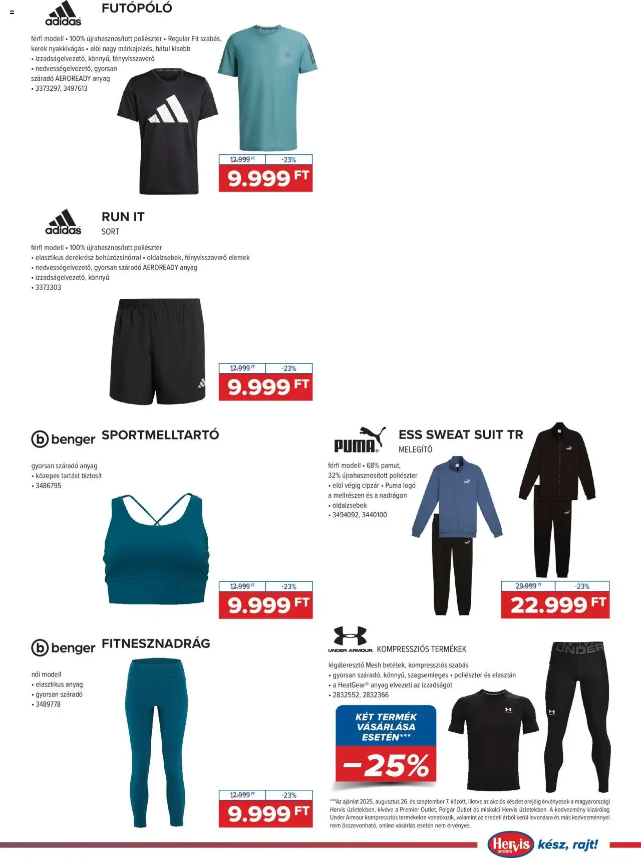 Hervis Sports akciós ujság - amely érvényes a következő dátumtól: 26.08.2025 | Oldal: 7 | Termékek: Fitnesznadrág, Under armour, Sportmelltartó