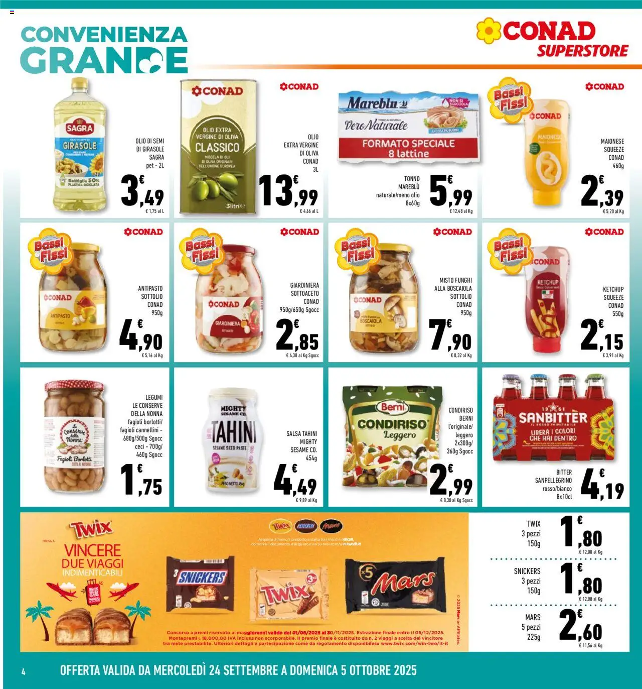 Volantino Conad del 24.09.2025 | Pagina: 4 | Prodotti: Ketchup, Funghi, Olio extra vergine, Bottiglia