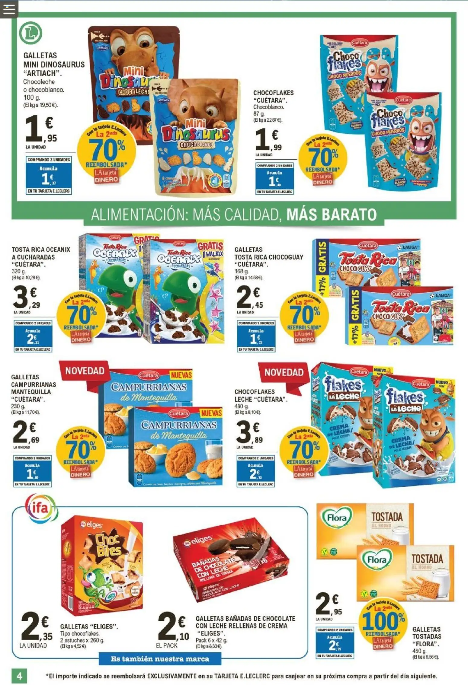 E.Leclerc folleto │ válido desde el 22.04.2026 | Página: 4 | Productos: Crema, Galletas, Horno, Συσκευή ροής