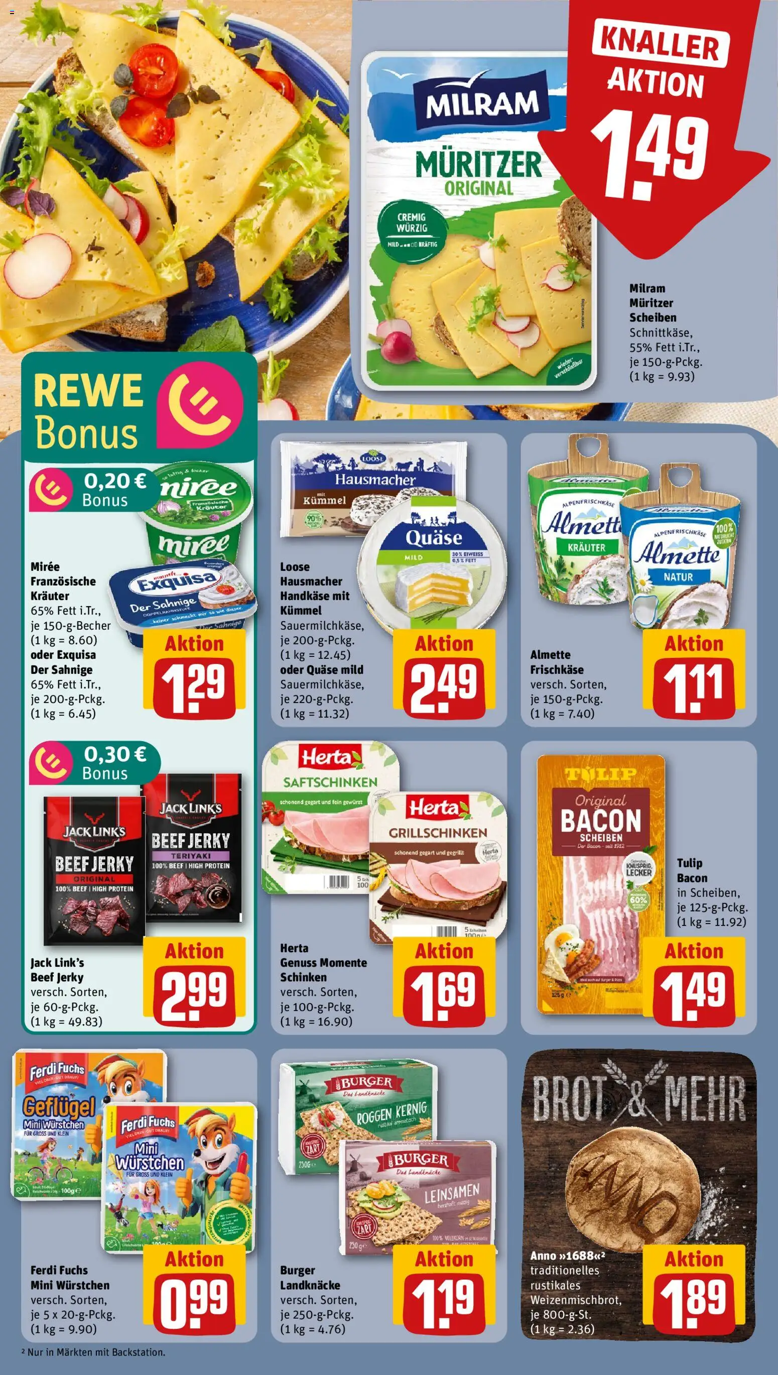 Rewe Prospekt 	 – gültig ab 02.02.2026 | Seite: 14 | Produkte: Exquisa, Milram, Brot, Pizza