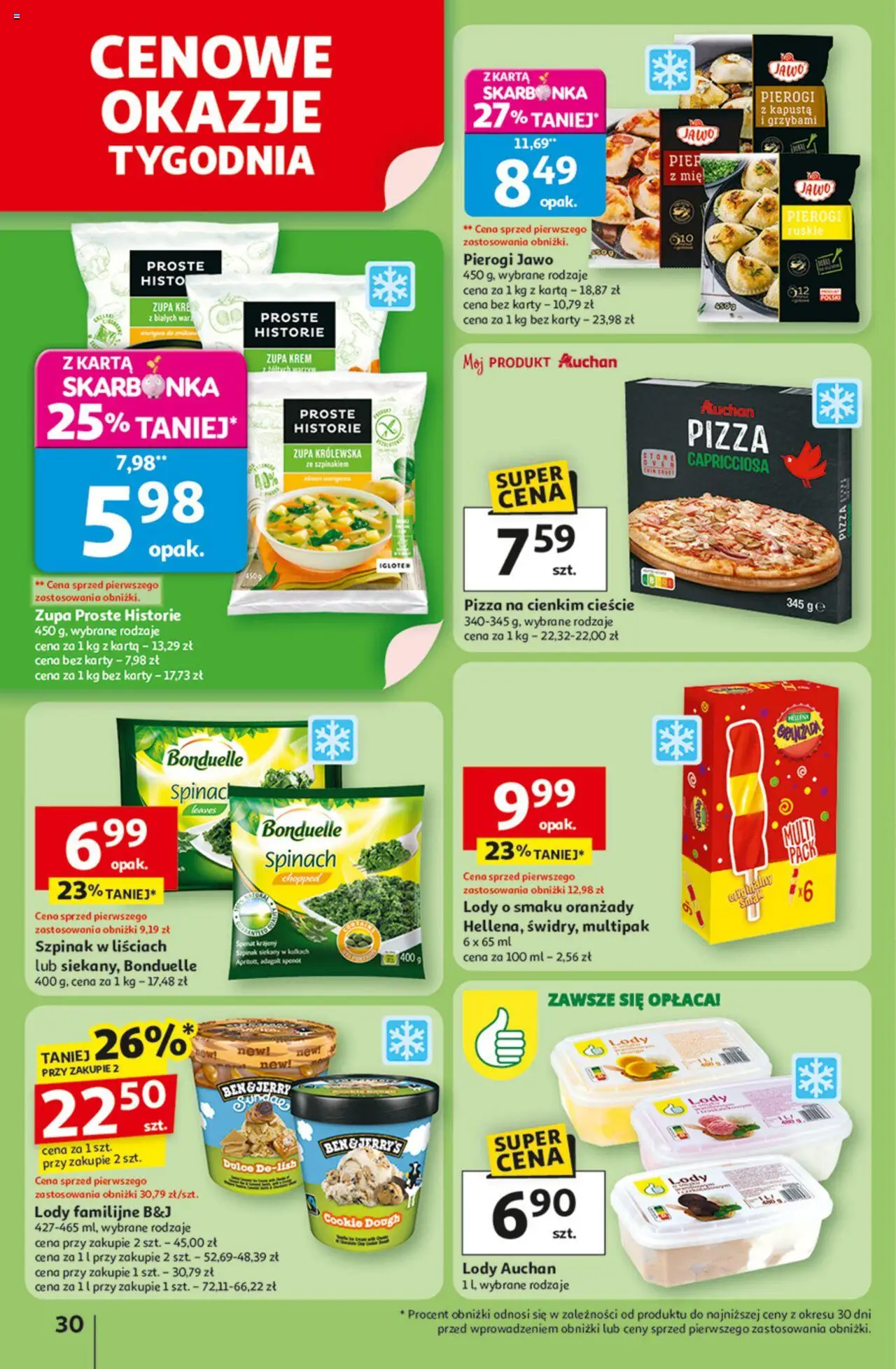 Auchan Gazetka - Odlotowe ceny na start szkoły Hipermarket od 21.08.2025 | Strona: 30 | Produkty: Kapusta, Karta, Pierogi z kapusta i grzybami, Pizza