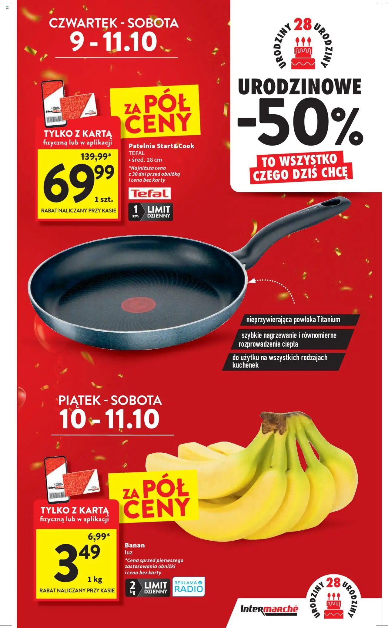 Intermarche Gazetka od 09.10.2025 | Strona: 5 | Produkty: Karta, Radio, Banan, Tefal
