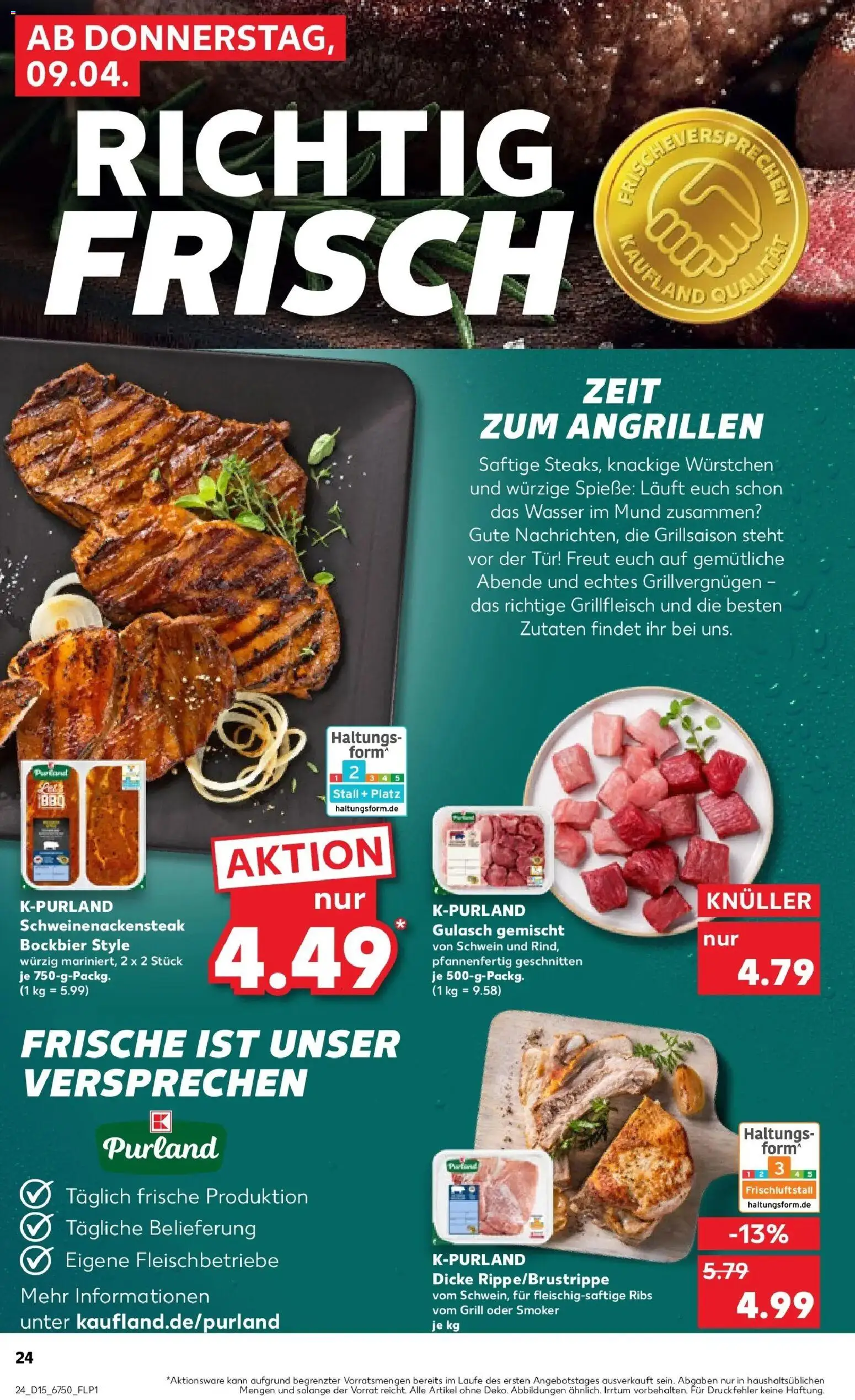 Kaufland Prospekt Senftenberg	 – gültig ab 08.04.2026 | Seite: 24 | Produkte: Grillfleisch, Spieße, Wasser, Gulasch