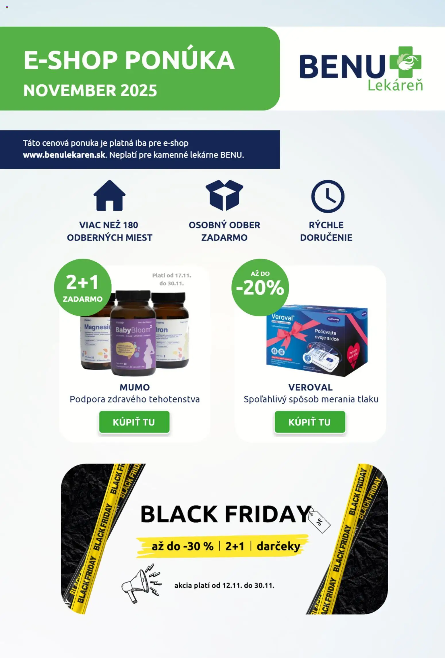 Nové BENU Lekáreň akcie – leták je platný od 01.11.2025 | Strana: 1