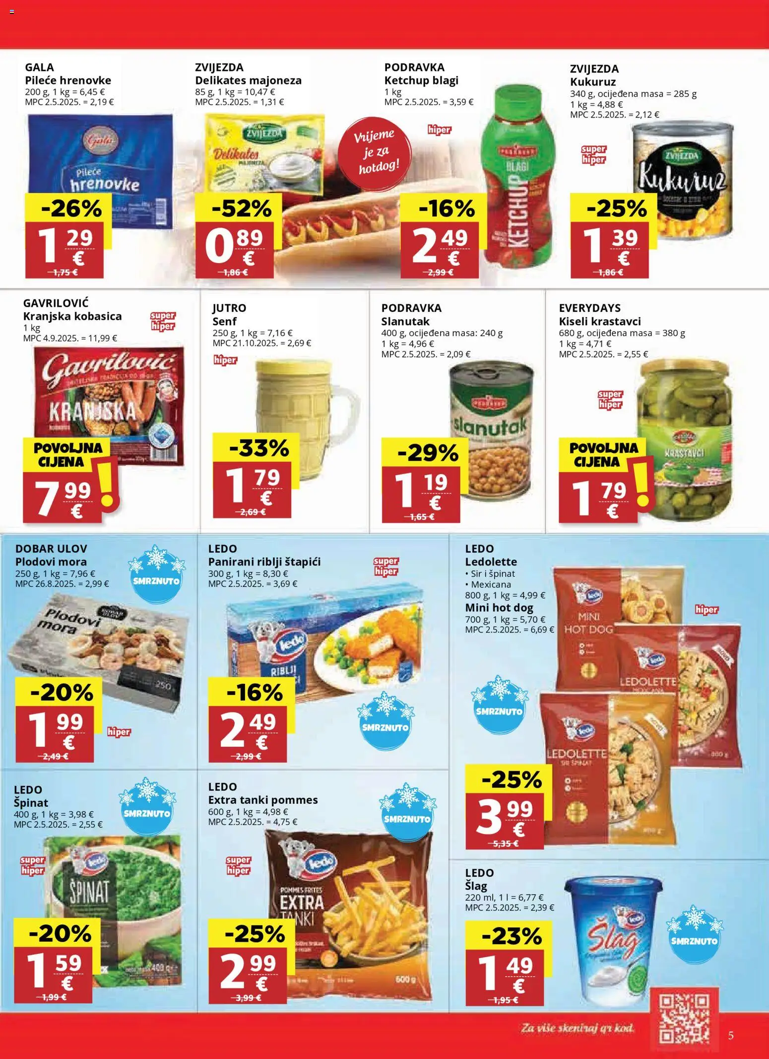 Ultra Gros katalog | vrijedi od 12.11.2025 | Stranica: 5 | Proizvodi: Špinat, Šlag, Slanutak, Kiseli krastavci