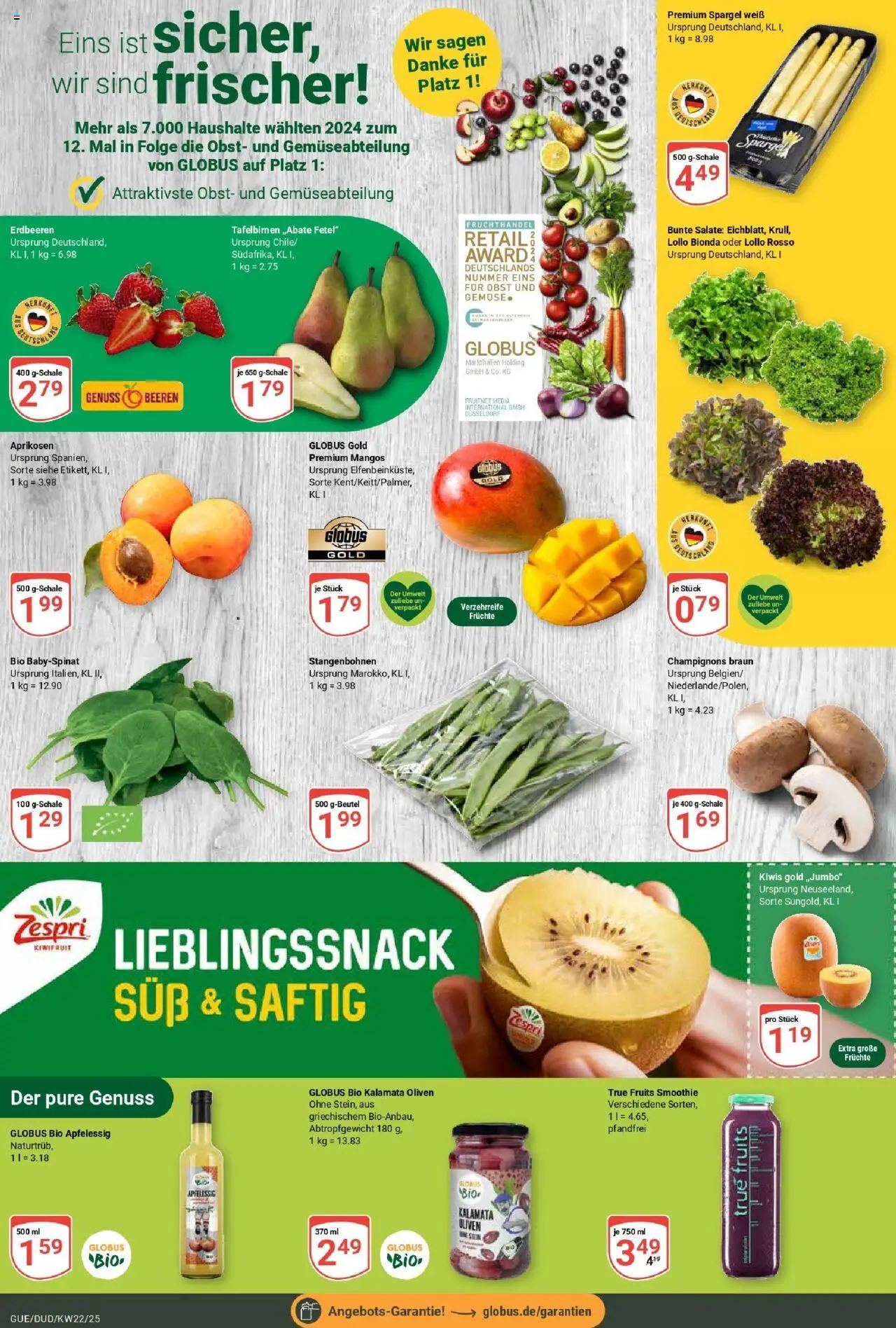 Globus prospekt Saarbrücken-Güdingen	 - gültig ab dem 25.05.2025 | Seite: 8 | Produkte: Spargel, Champignons, Obst, Kiwi