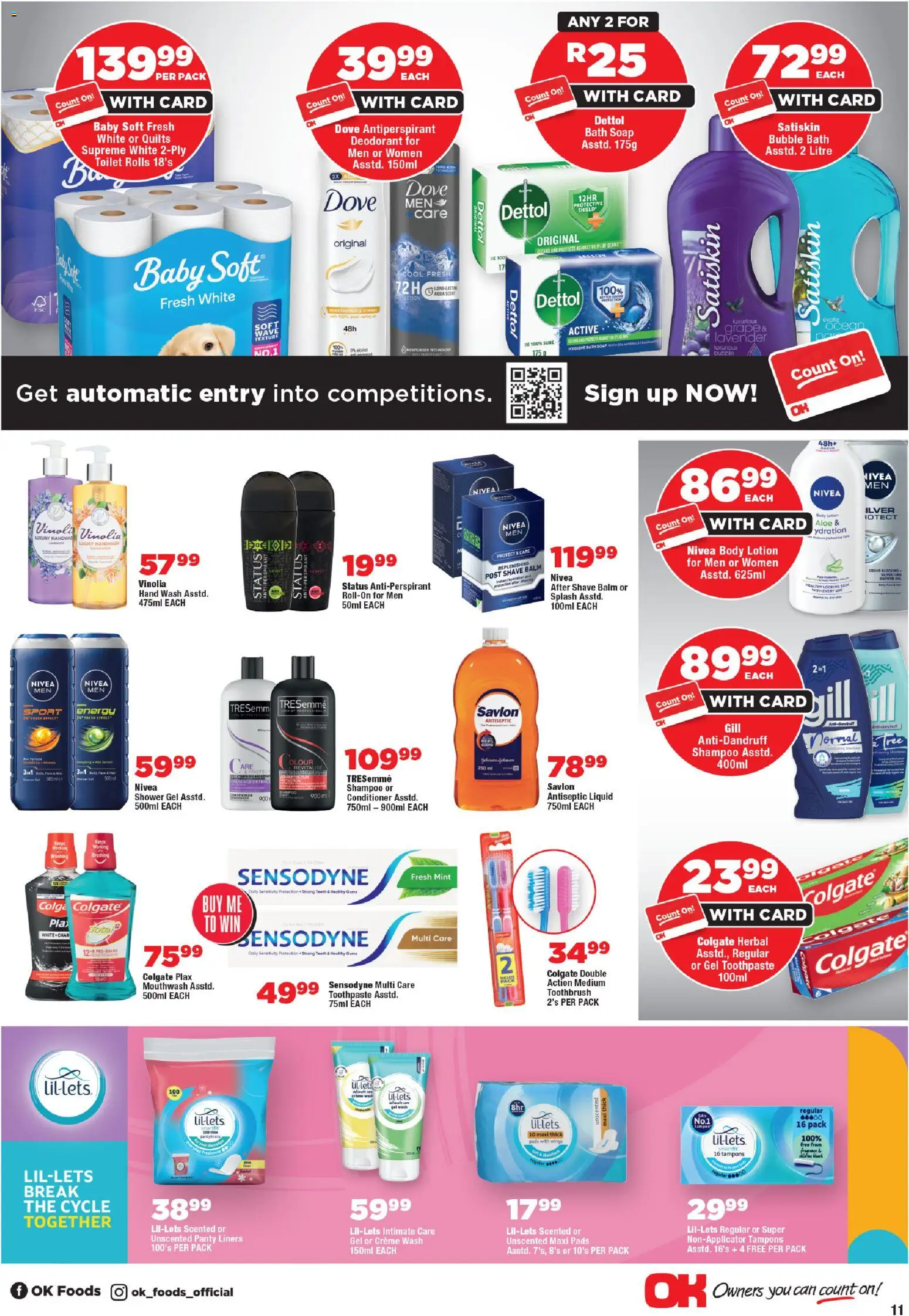 New OK Foods catalogue – valid from 24.10.2025 | Page: 11 | Products: Handwash, Shampoo, Conditioner, Lotion