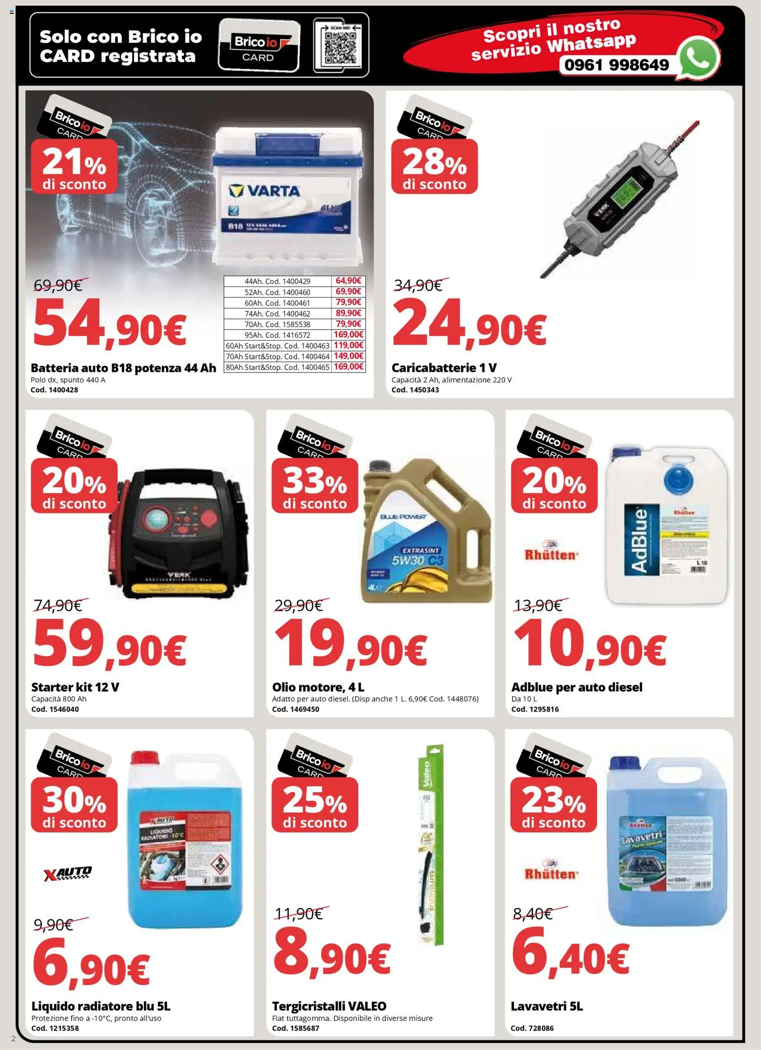 Volantino Brico io del 08.01.2026 | Pagina: 2 | Prodotti: Olio, Polo, Batteria, Caricabatterie