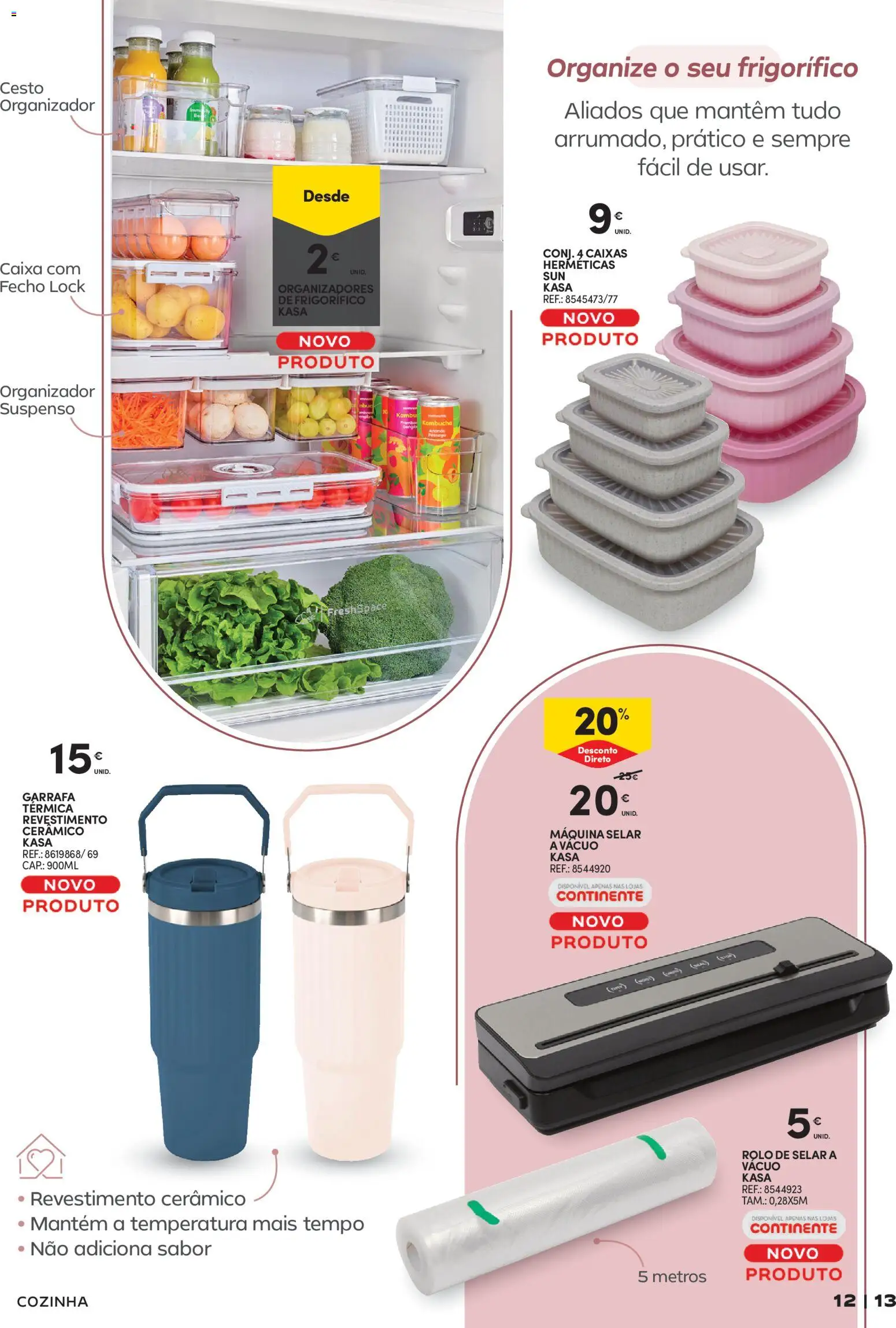 Continente - Tudo para a Casa │ válido de 24.02.2026 | Página: 13 | Produtos: Frigorífico, Kombucha, Caixa, Organizador