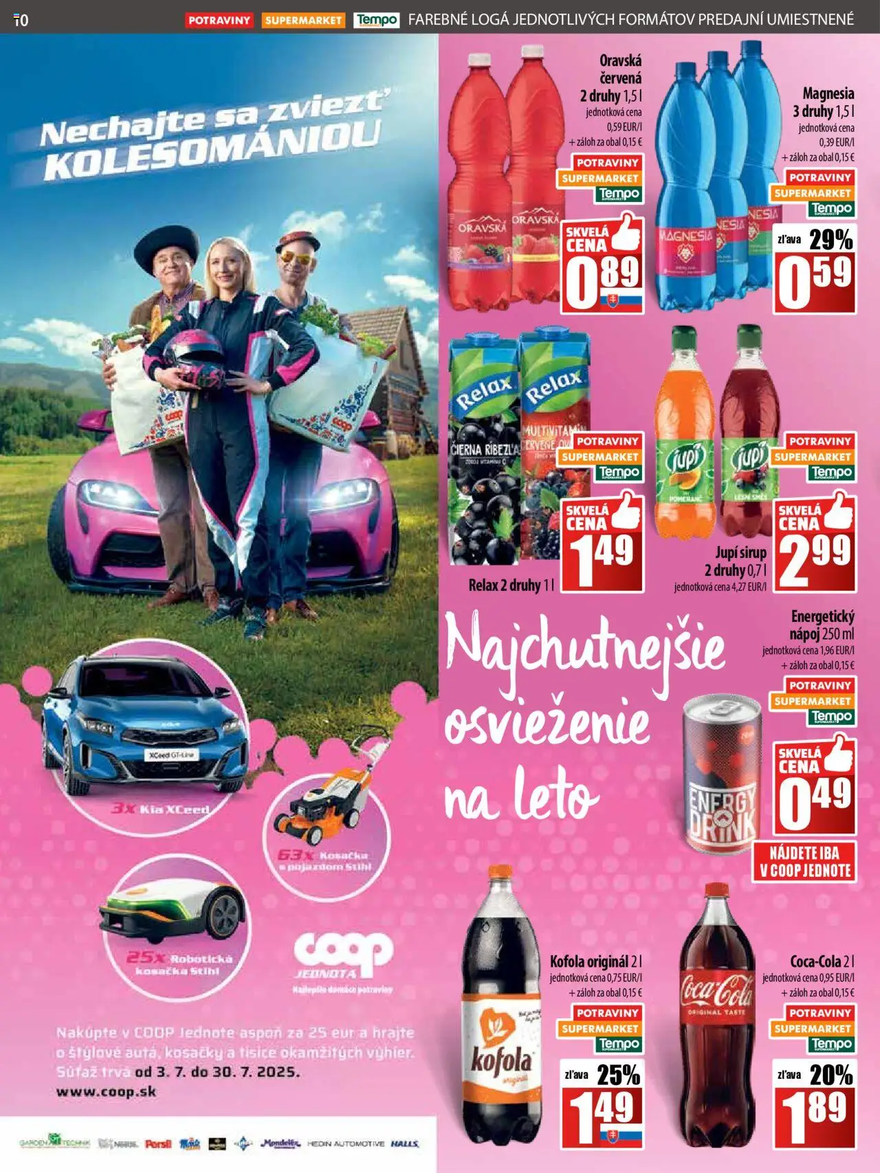 COOP Jednota leták │ platný od 24.07.2025 | Strana: 10 | Produkty: Robotická kosačka, Kosačka, Kosačky, Energetický nápoj