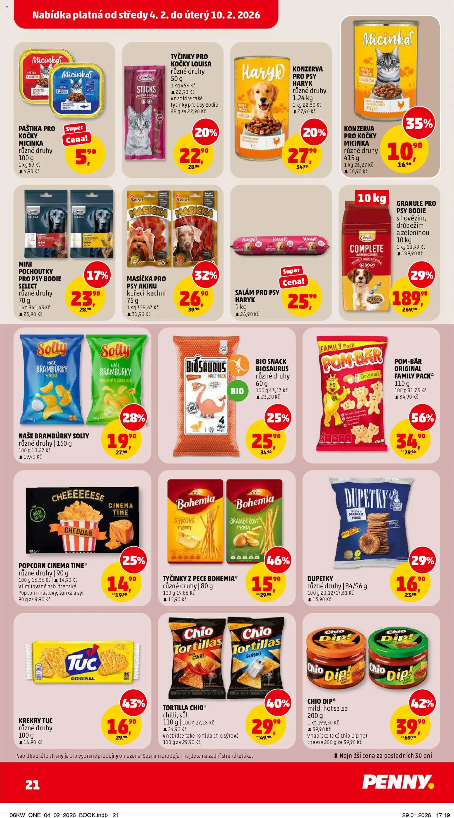 Penny Market leták - Čtvrtečník od 04.02.2026 | Strana: 21 | Produkty: Granule pro psy, Bramburky, Tyčinky, Dupetky