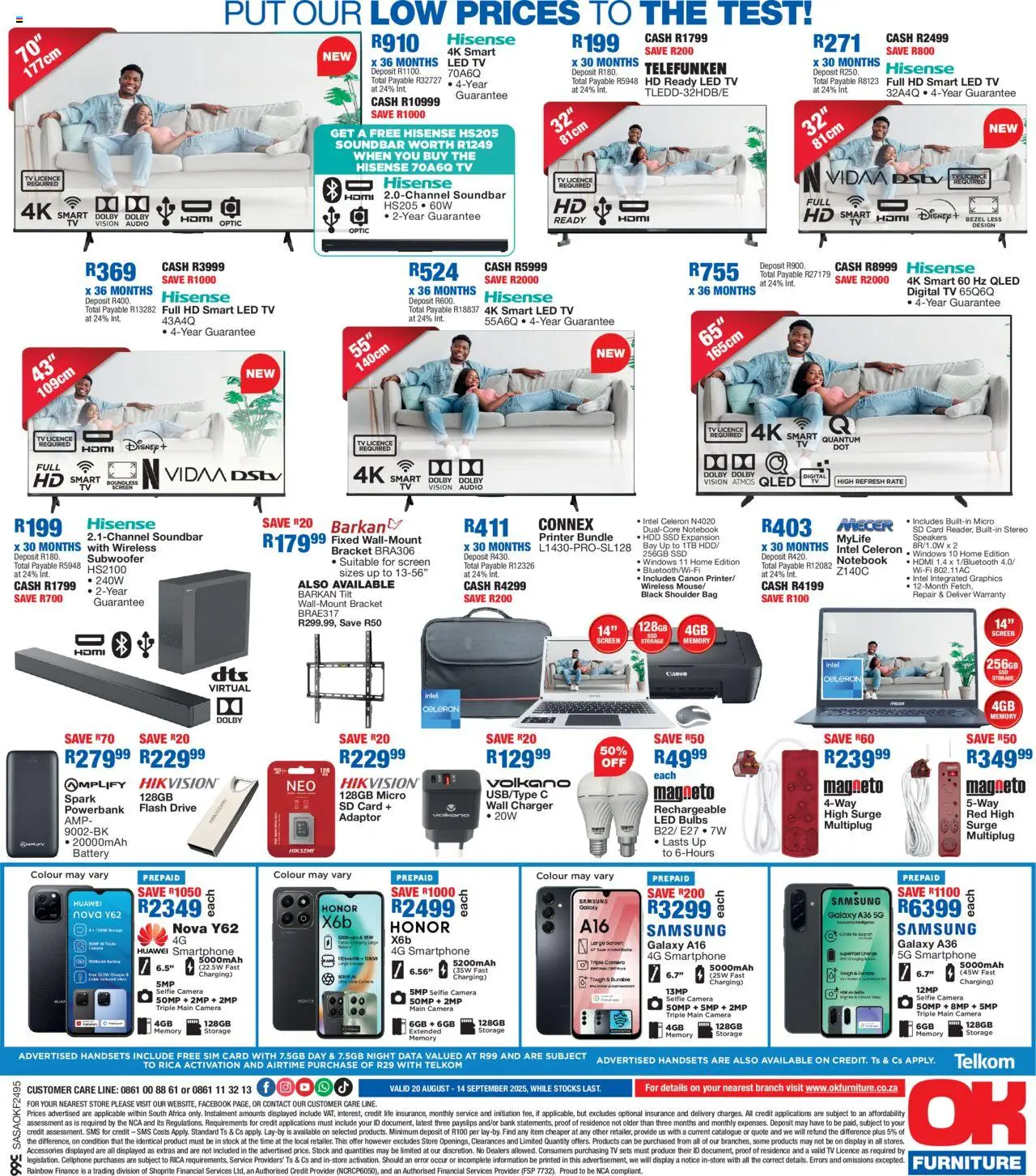 OK Furniture - RSA Lowest Prices Specials │ valid from 20.08.2025 | Page: 4 | Products: Sim, Smartphone, Charger, Soundbar