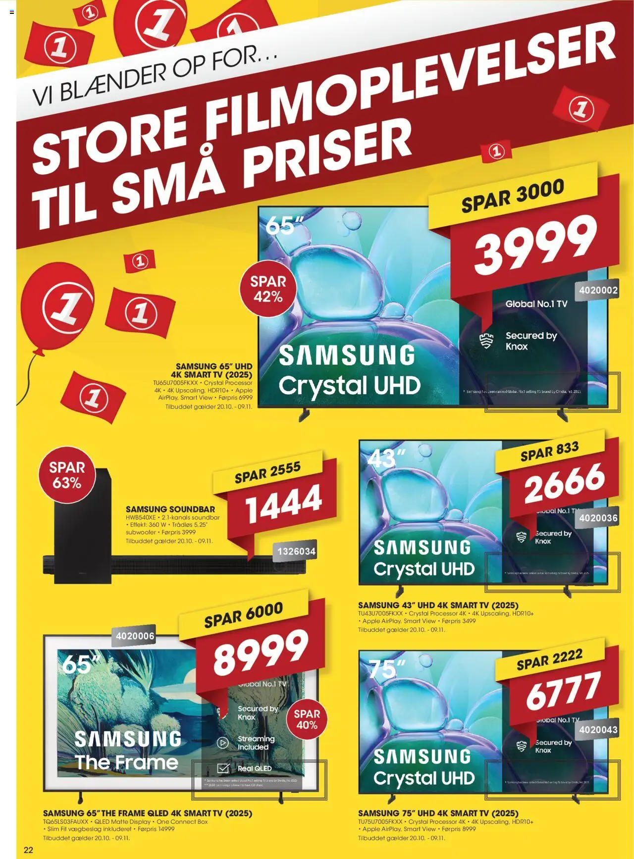 Punkt1 tilbudsavis – gyldig fra 20.10.2025 | Side: 22 | Produkter: Processor, Smart TV, TV, Måtte