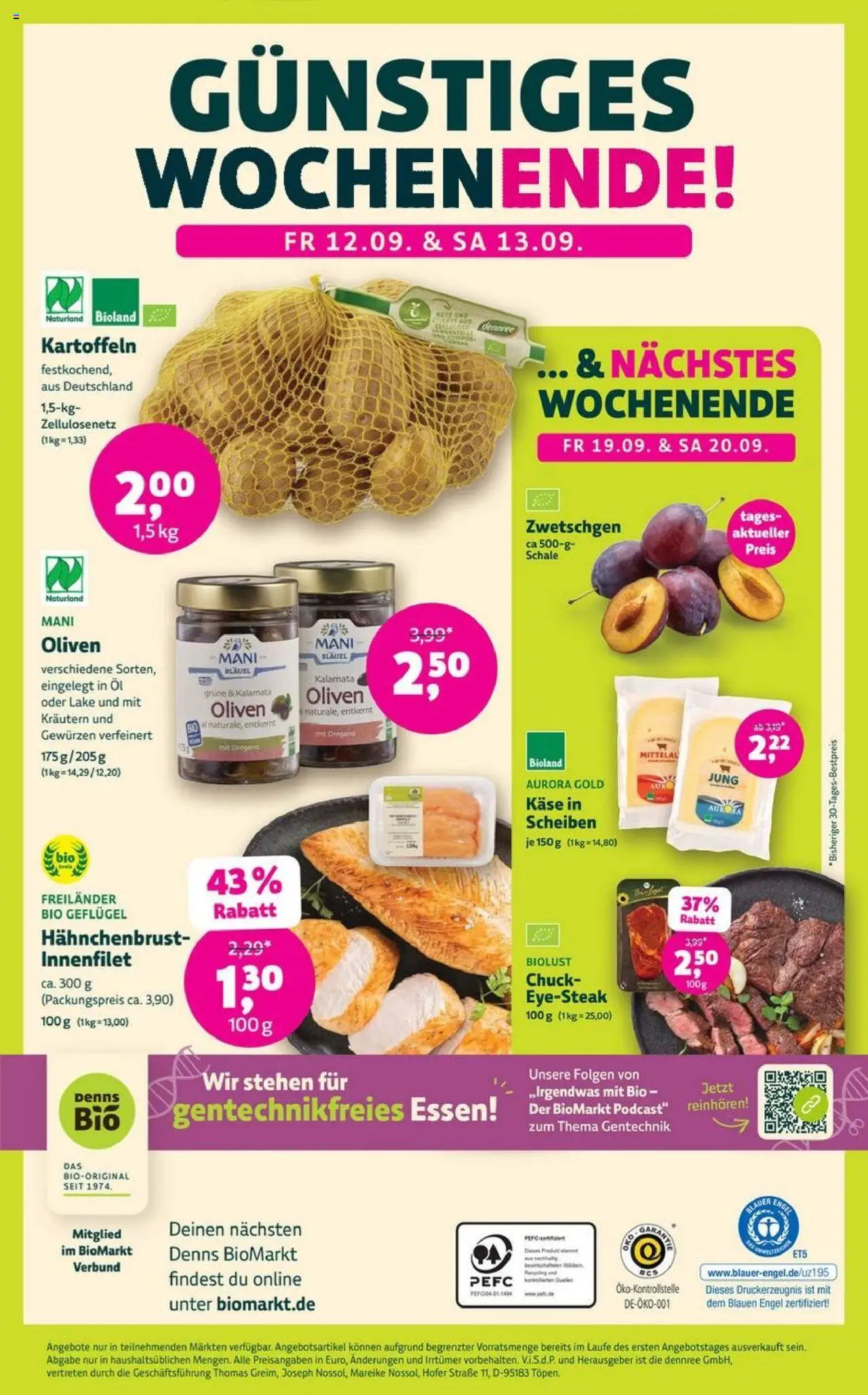 Denns BioMarkt Angebote – gültig ab 10.09.2025 | Seite: 12 | Produkte: Käse, Öl, Zwetschgen, Hahnchenbrust