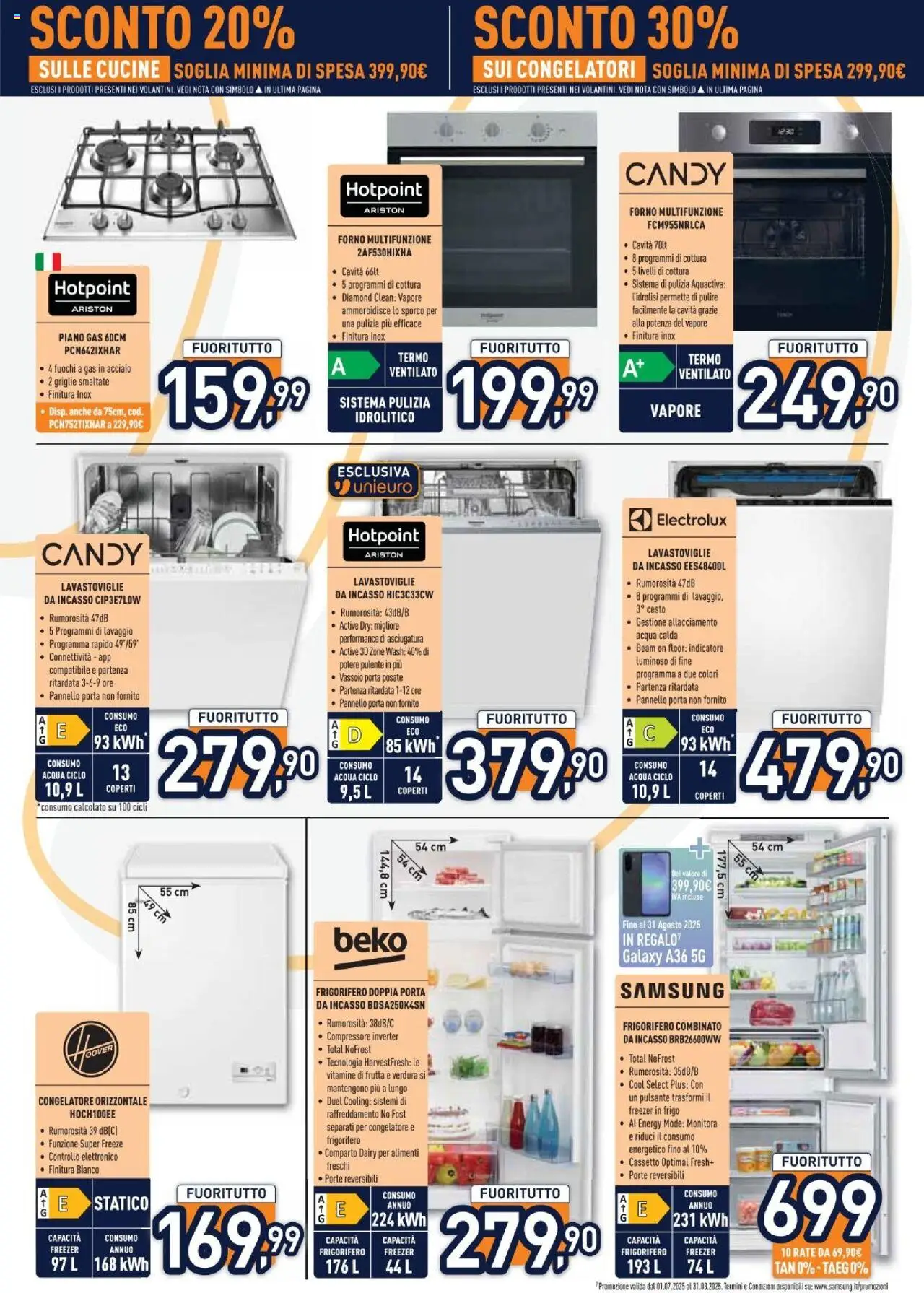 Volantino Unieuro del 01.08.2025 | Pagina: 20 | Prodotti: Frutta, Freezer, Forno, Vassoio