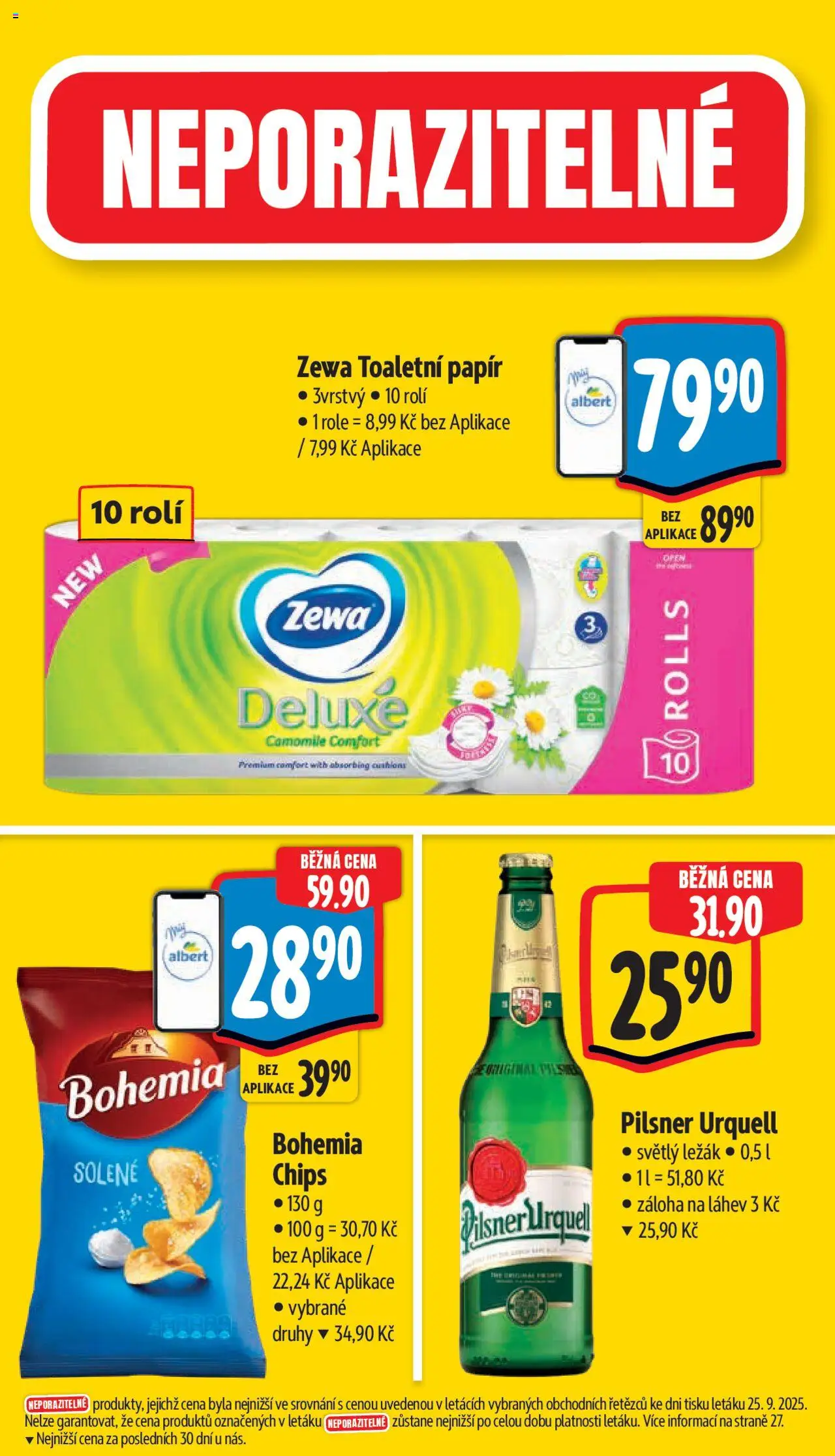 Albert leták - Supermarket od 01.10.2025 | Strana: 5 | Produkty: Zewa deluxe, Pilsner, Pilsner Urquell, Láhev