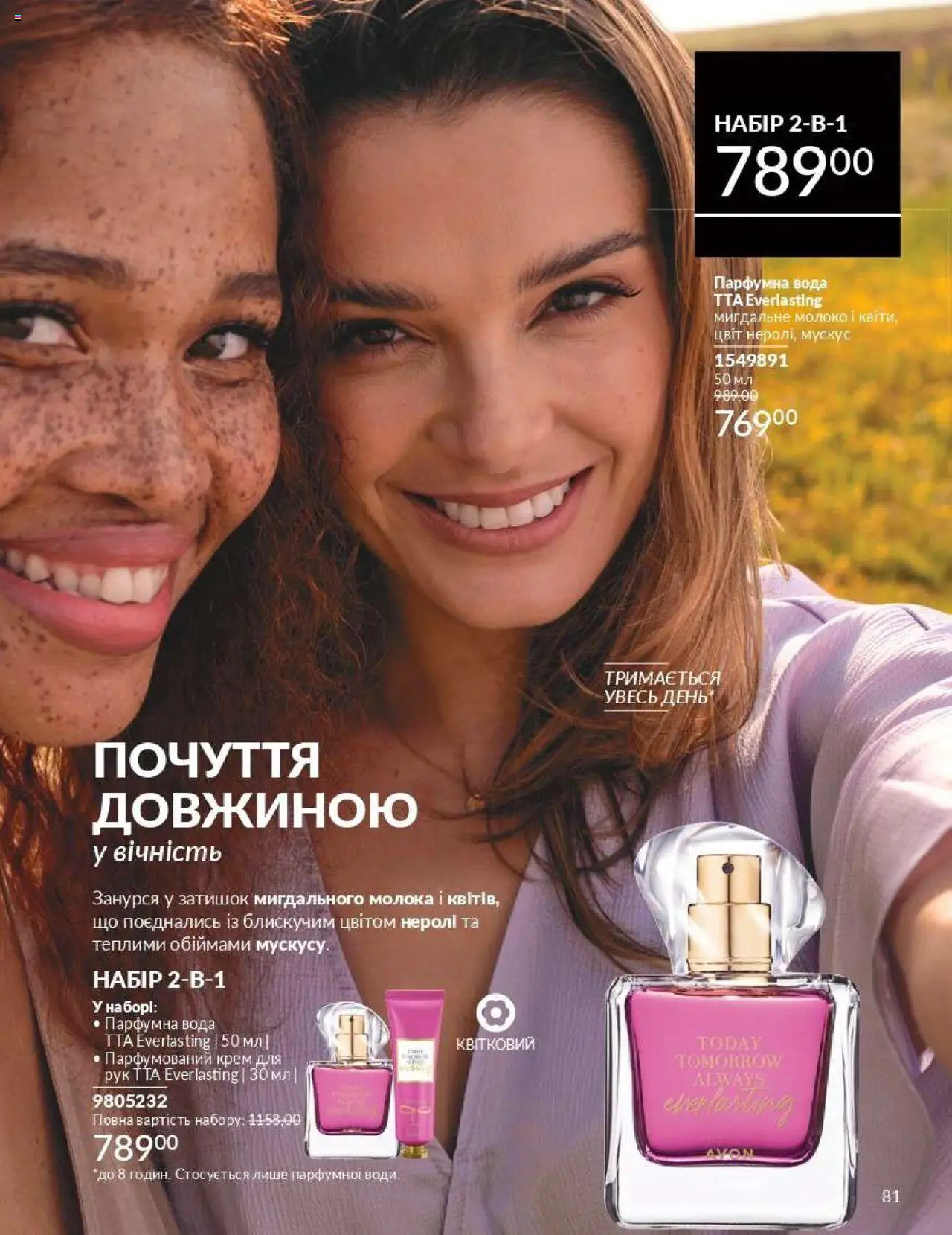 AVON Kаталог - дійснийкції з 01.07.2025 | Сторінка: 81 | Товари: Вода, Крем, Молоко
