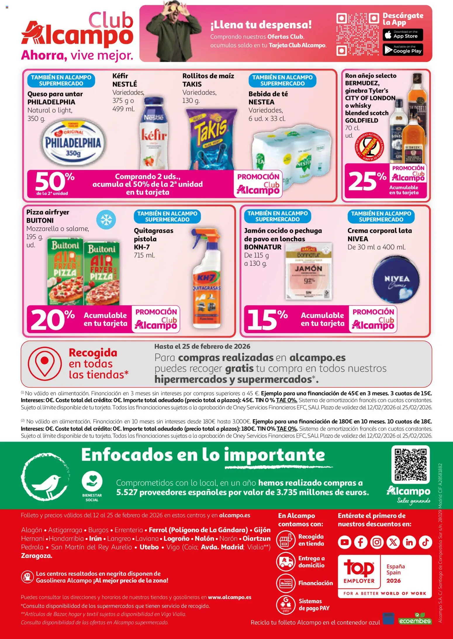 Alcampo - HG Nacional Unifcado  │ válido desde el 12.02.2026 | Página: 32 | Productos: Queso, Jamón, Ginebra, Crema