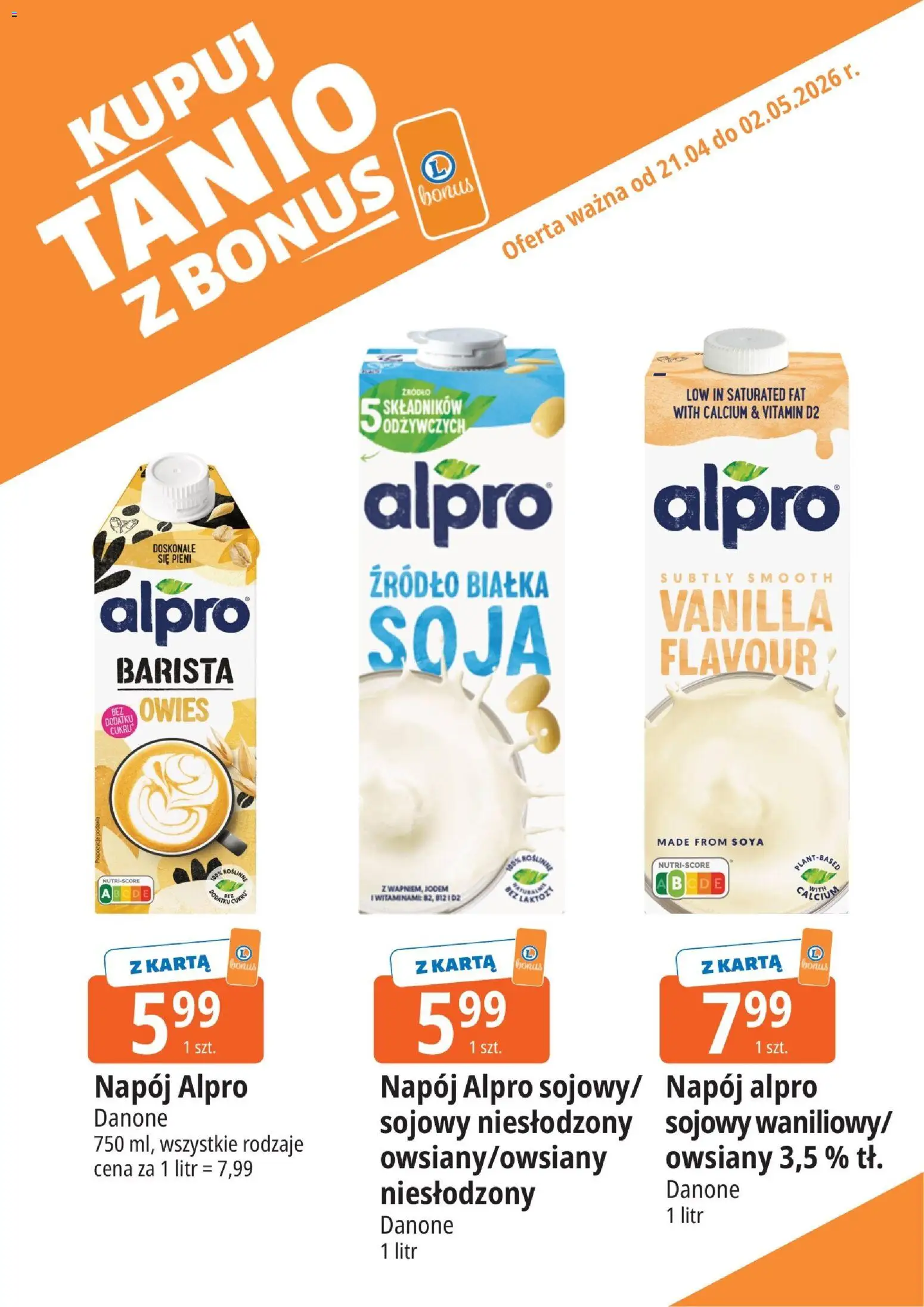 E.Leclerc gazetka - Elbląg kupony dodatkowe od 21.04.2026 | Strona: 4 | Produkty: Karta, Alpro, Soja