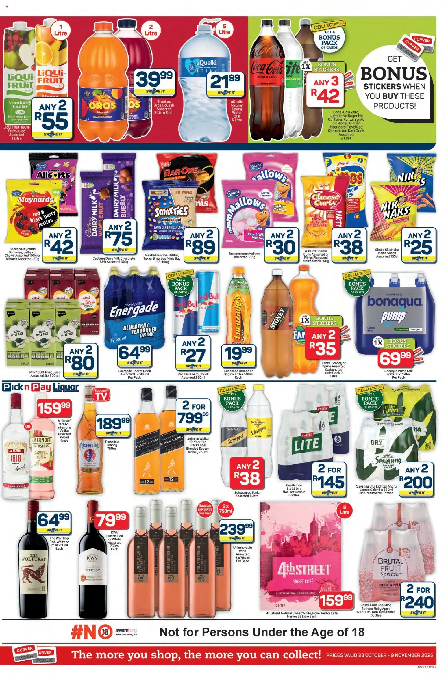 New Pick n Pay catalogue – valid from 23.10.2025 | Page: 7 | Products: Brandy, Tonic, Cooler, Beer